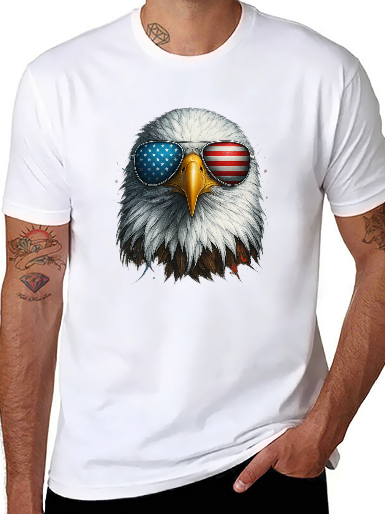 Patriotic Eagle Sunglasses Graphic T-Shirt