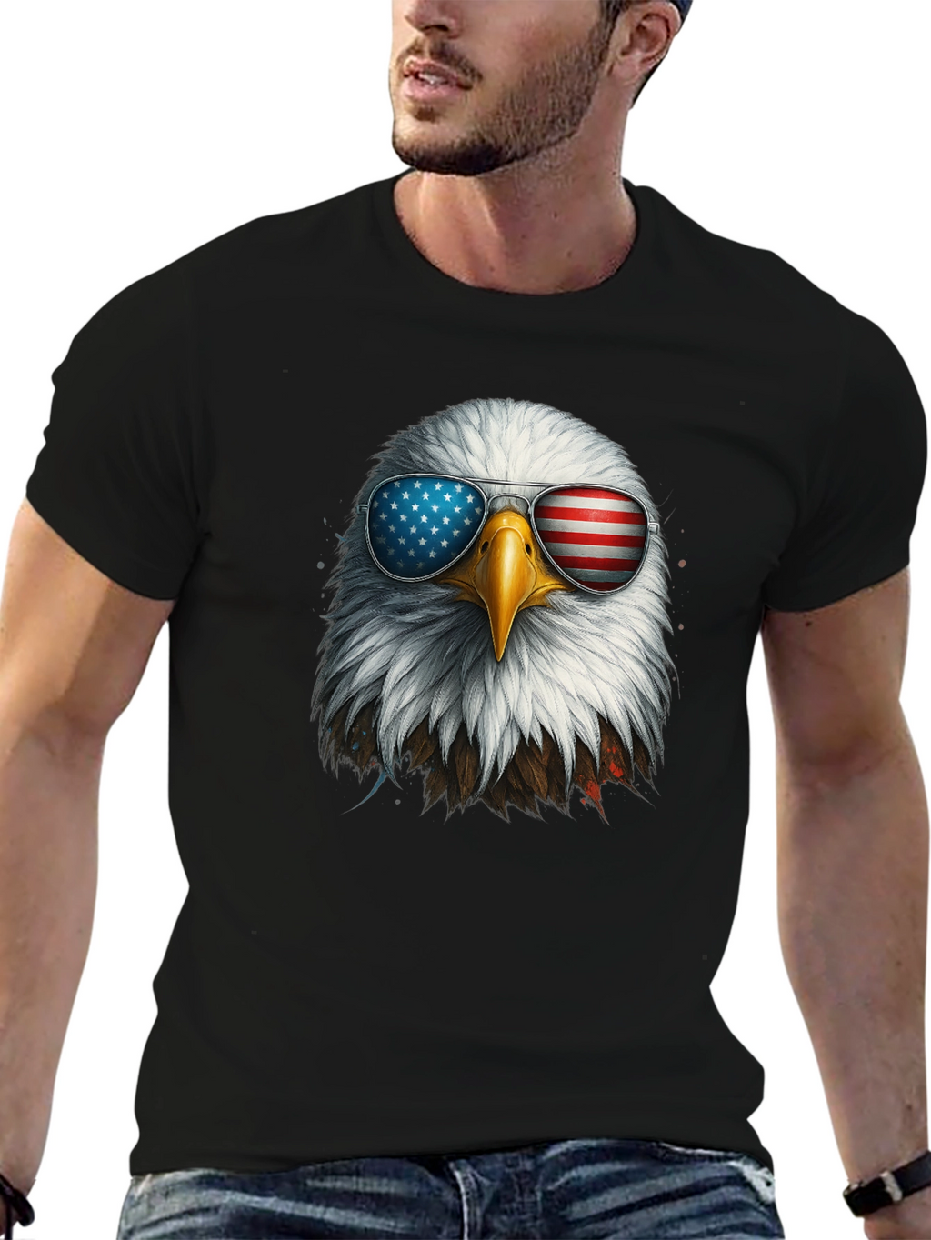 Patriotic Eagle Sunglasses Graphic T-Shirt