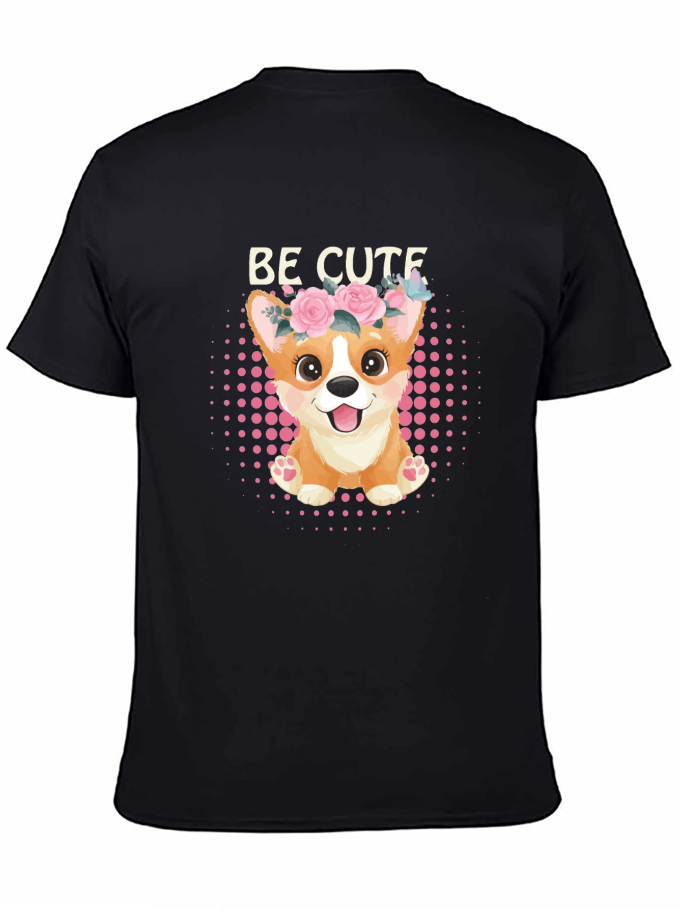 Be Cute Corgi T-Shirt - Floral Crown Puppy Tee