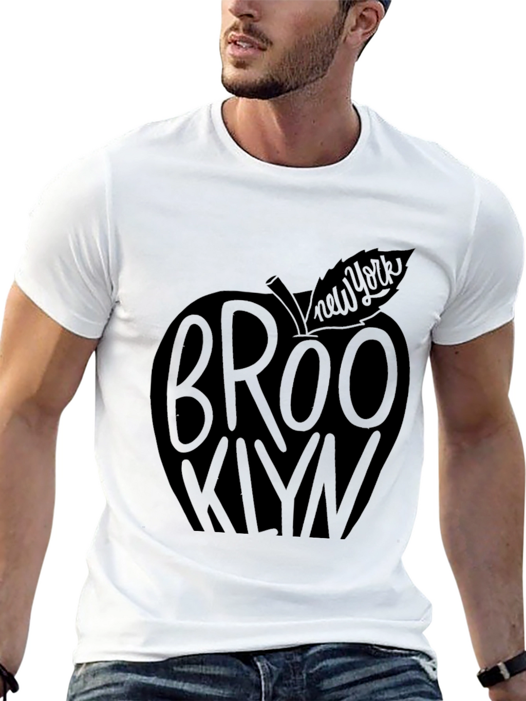 Brooklyn New York Apple Graphic T-Shirt - Black