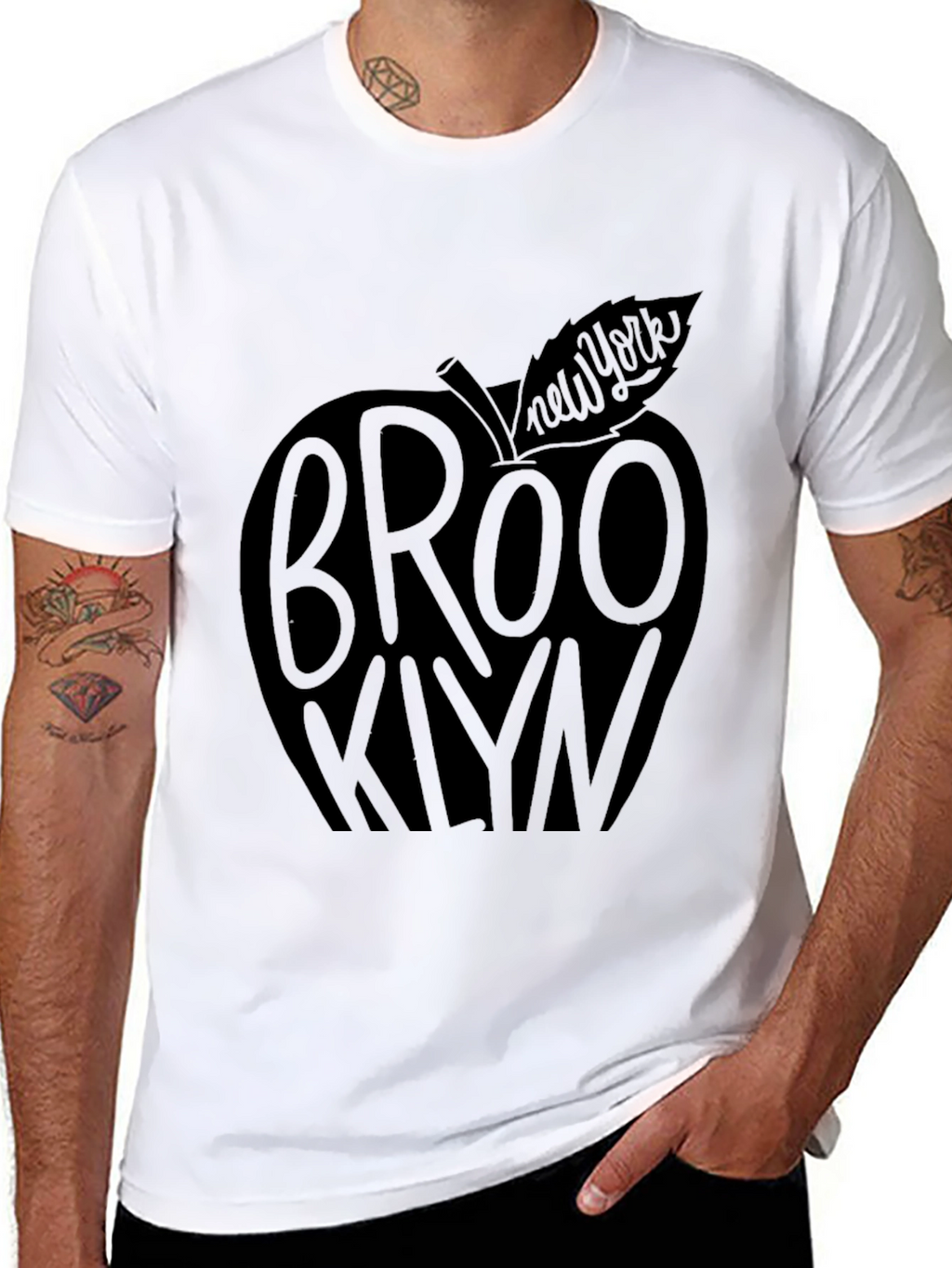 Brooklyn New York Apple Graphic T-Shirt - Black