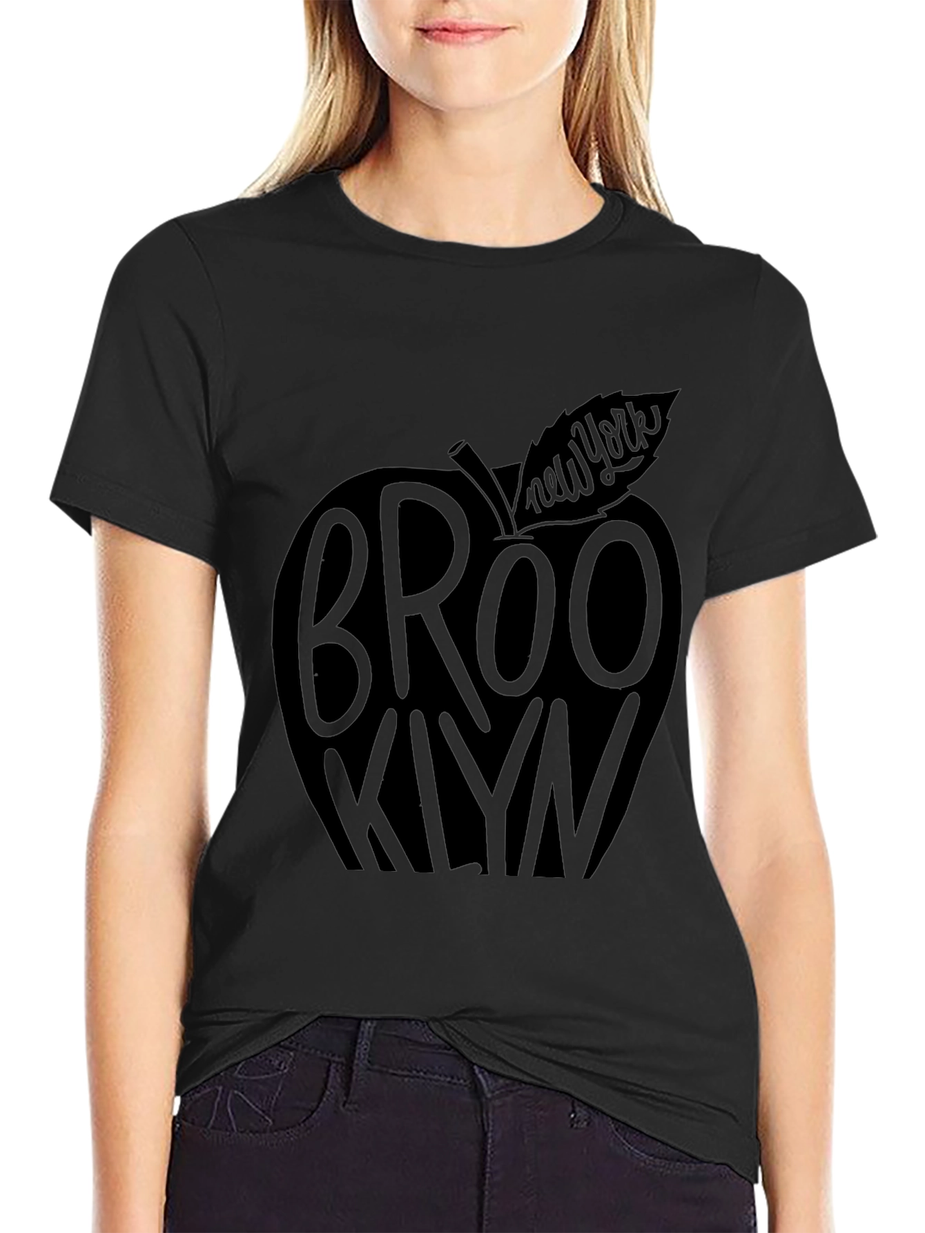 Brooklyn New York Apple Graphic T-Shirt - Black