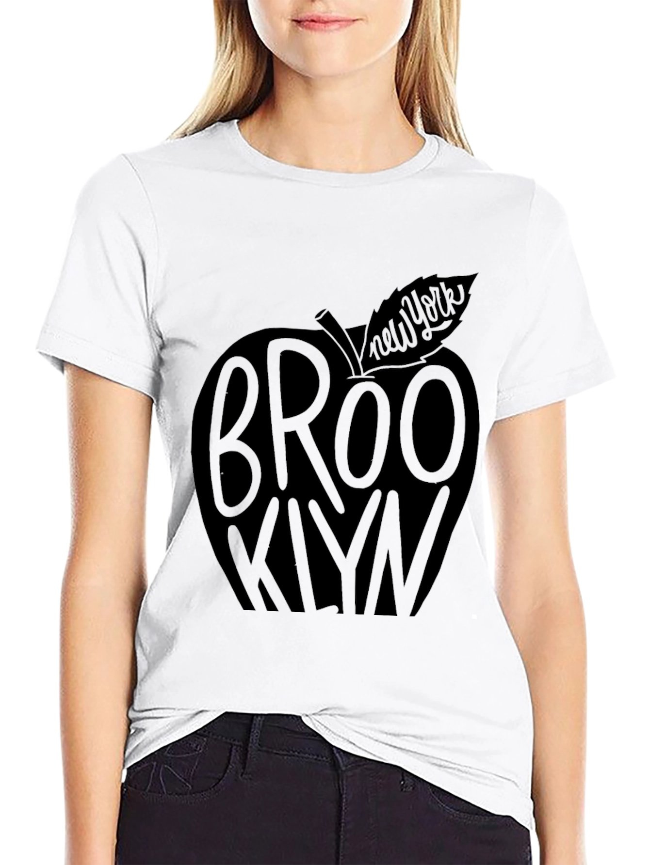 Brooklyn New York Apple Graphic T-Shirt - Black