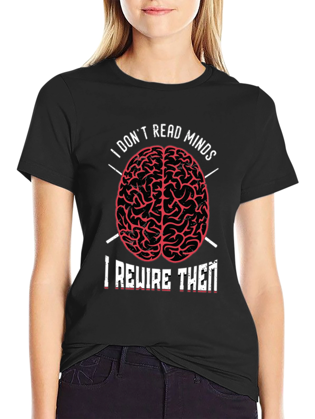 I Dont Read Minds T-Shirt - Brain Design