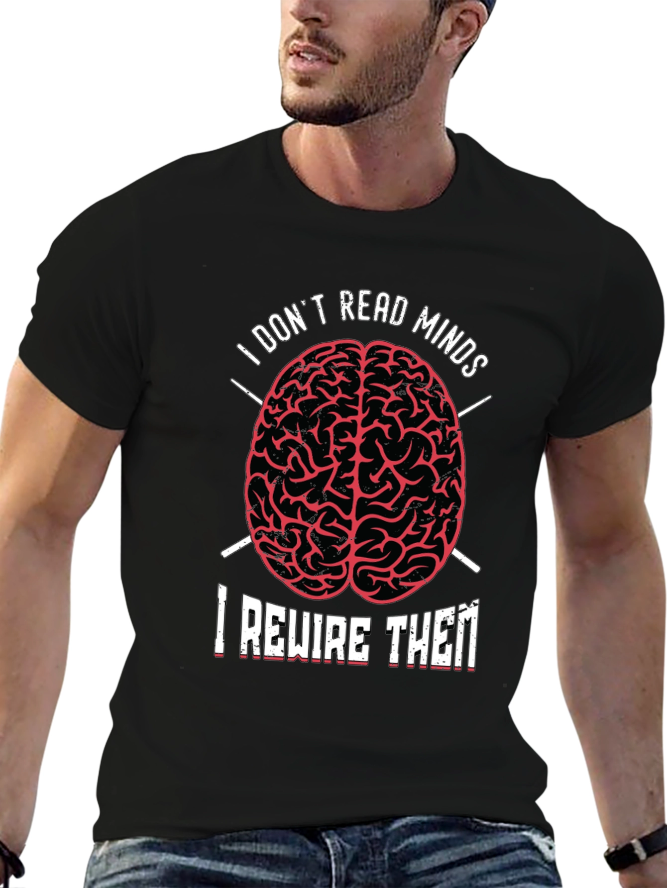 I Dont Read Minds T-Shirt - Brain Design