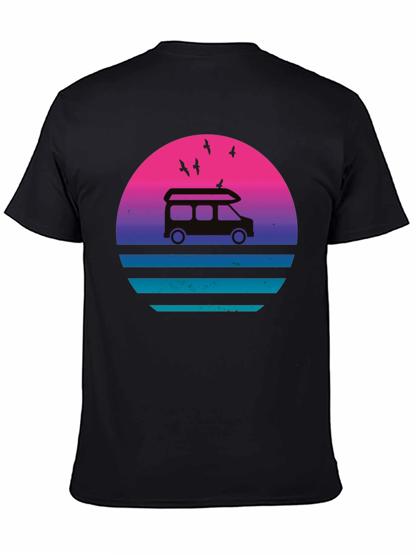 Retro Van Sunset T-Shirt - Black Graphic Tee