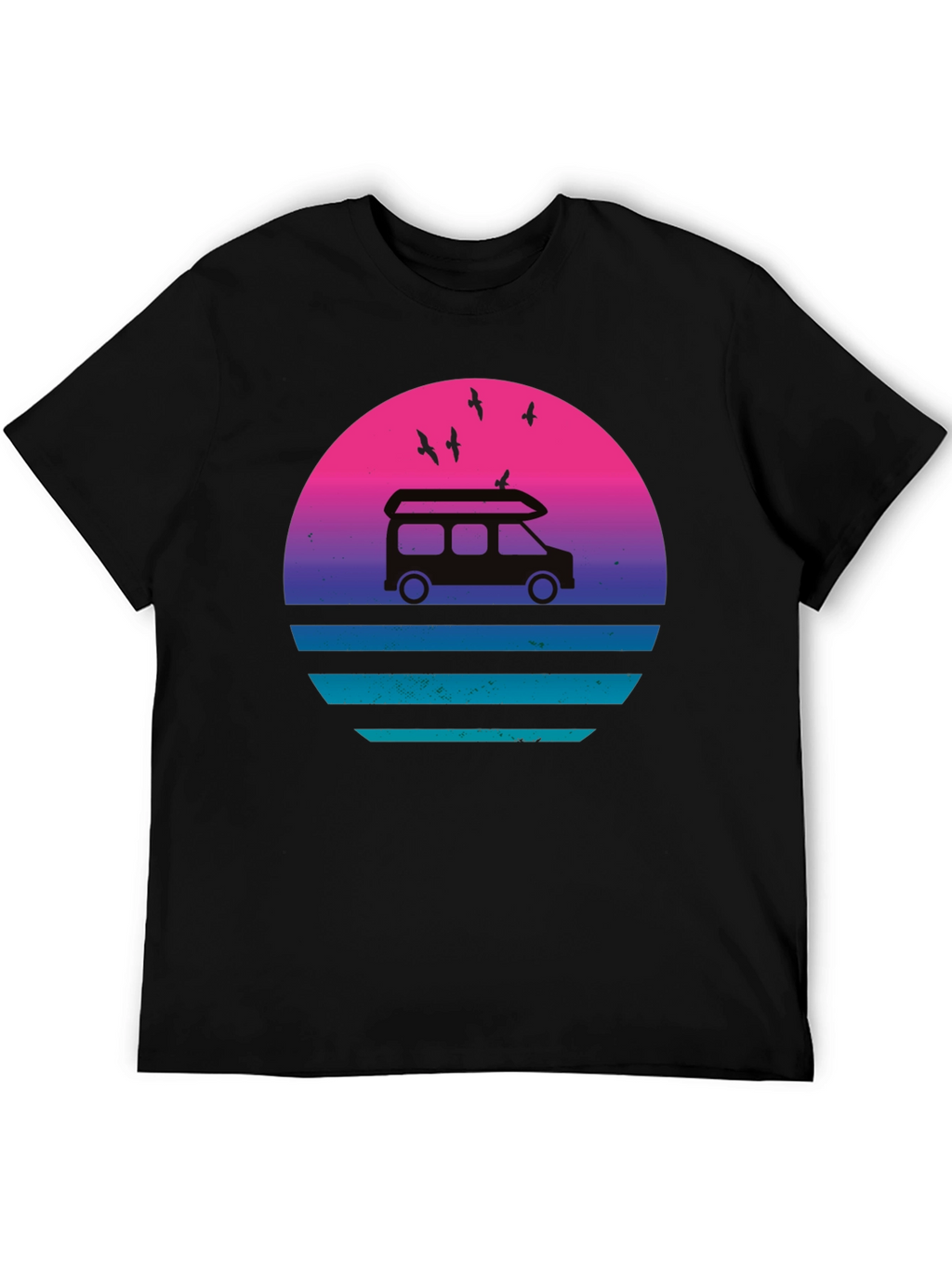 Retro Van Sunset T-Shirt - Black Graphic Tee