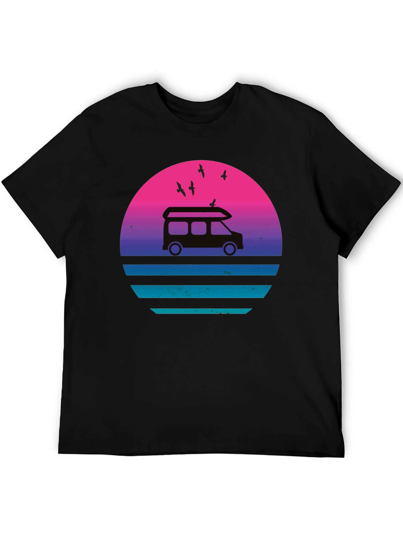 Retro Van Sunset T-Shirt - Black Graphic Tee