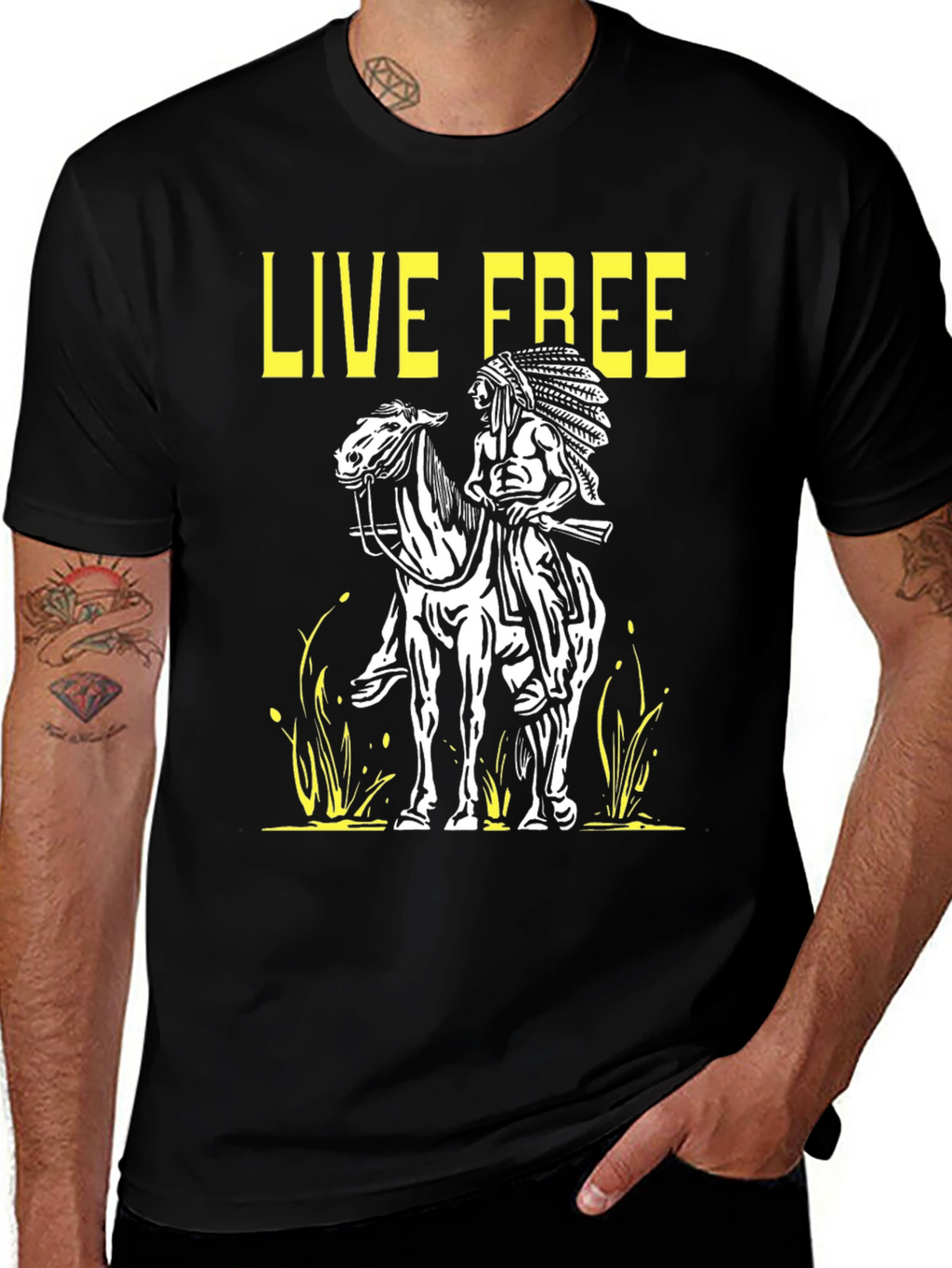 Live Free Graphic Tee - Native American T-Shirt