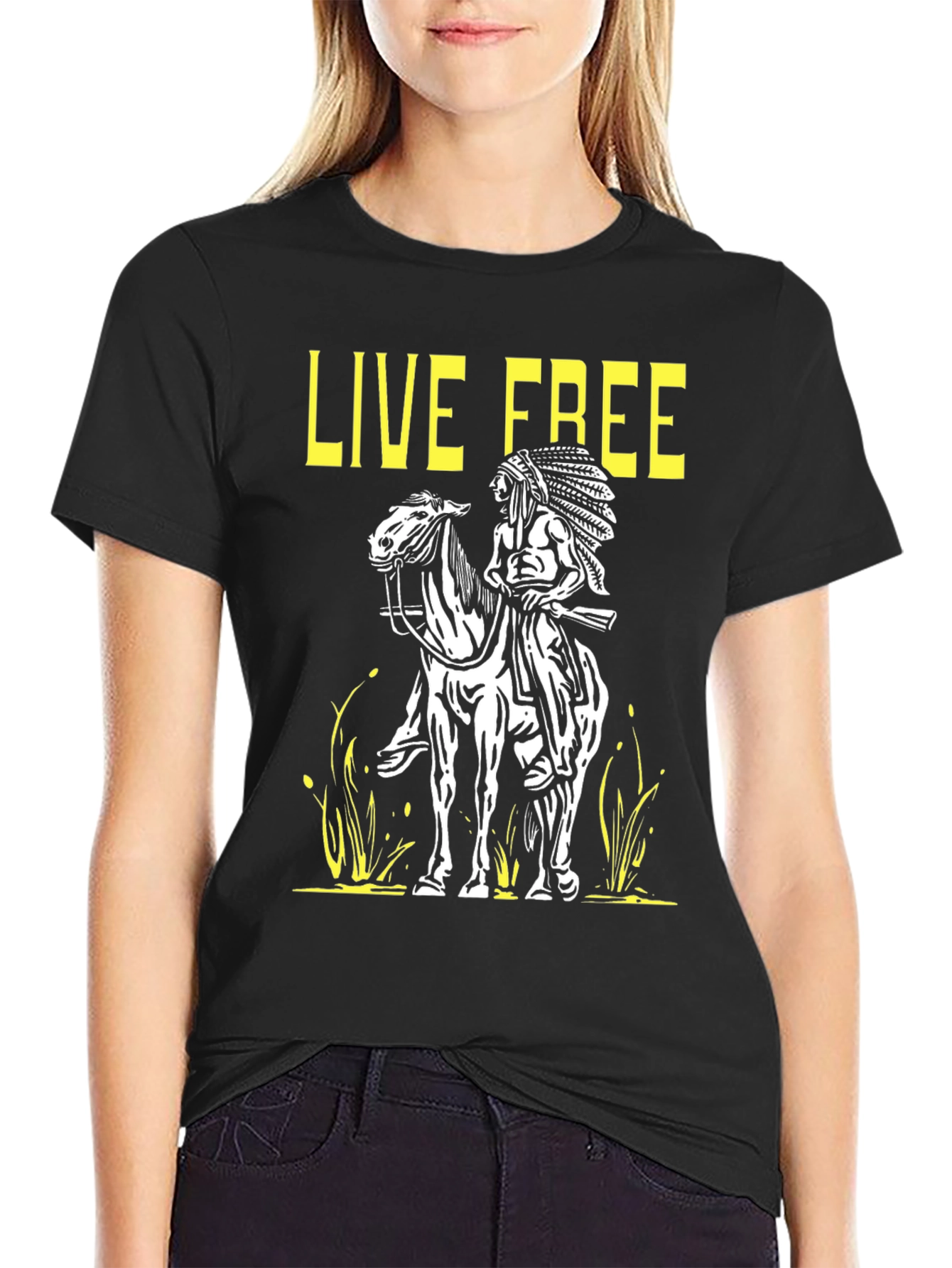 Live Free Graphic Tee - Native American T-Shirt