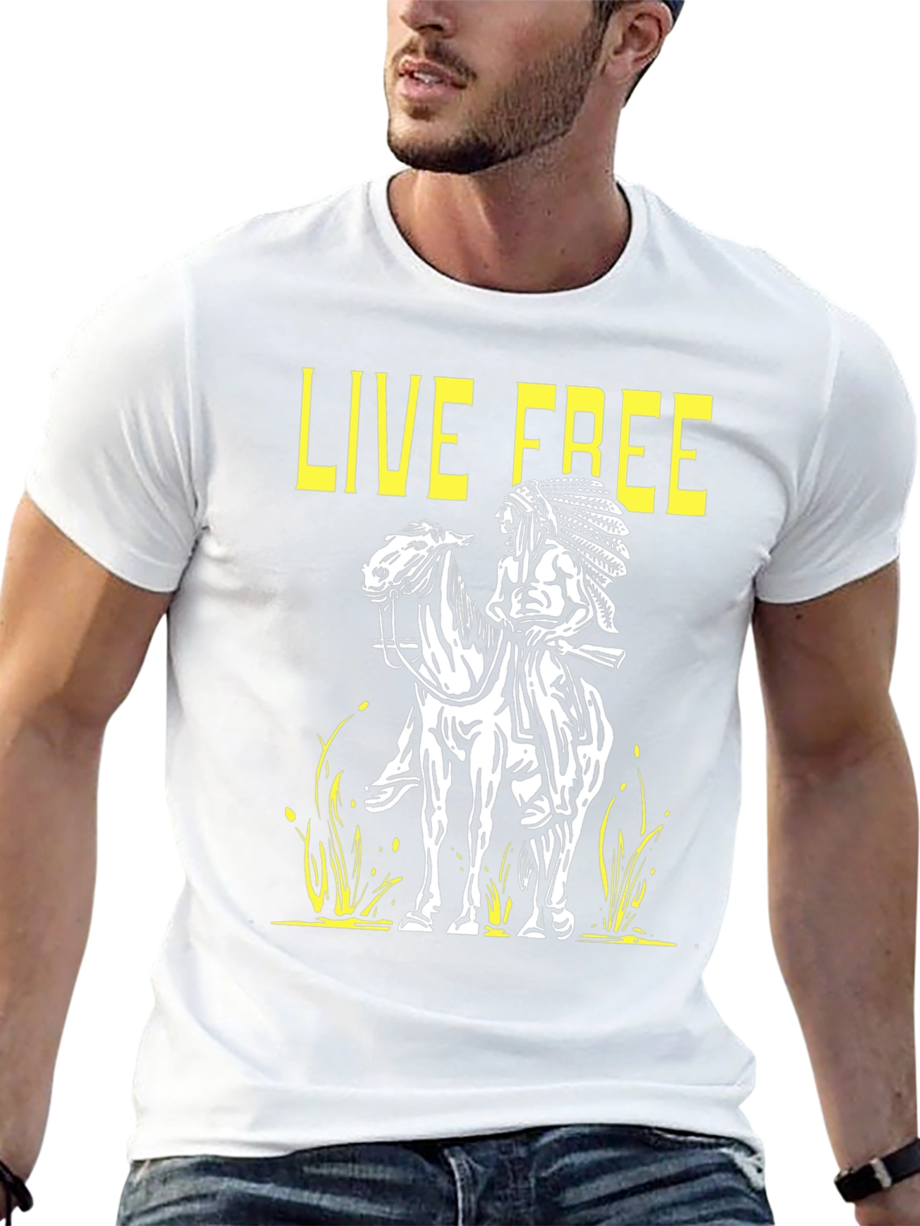 Live Free Graphic Tee - Native American T-Shirt
