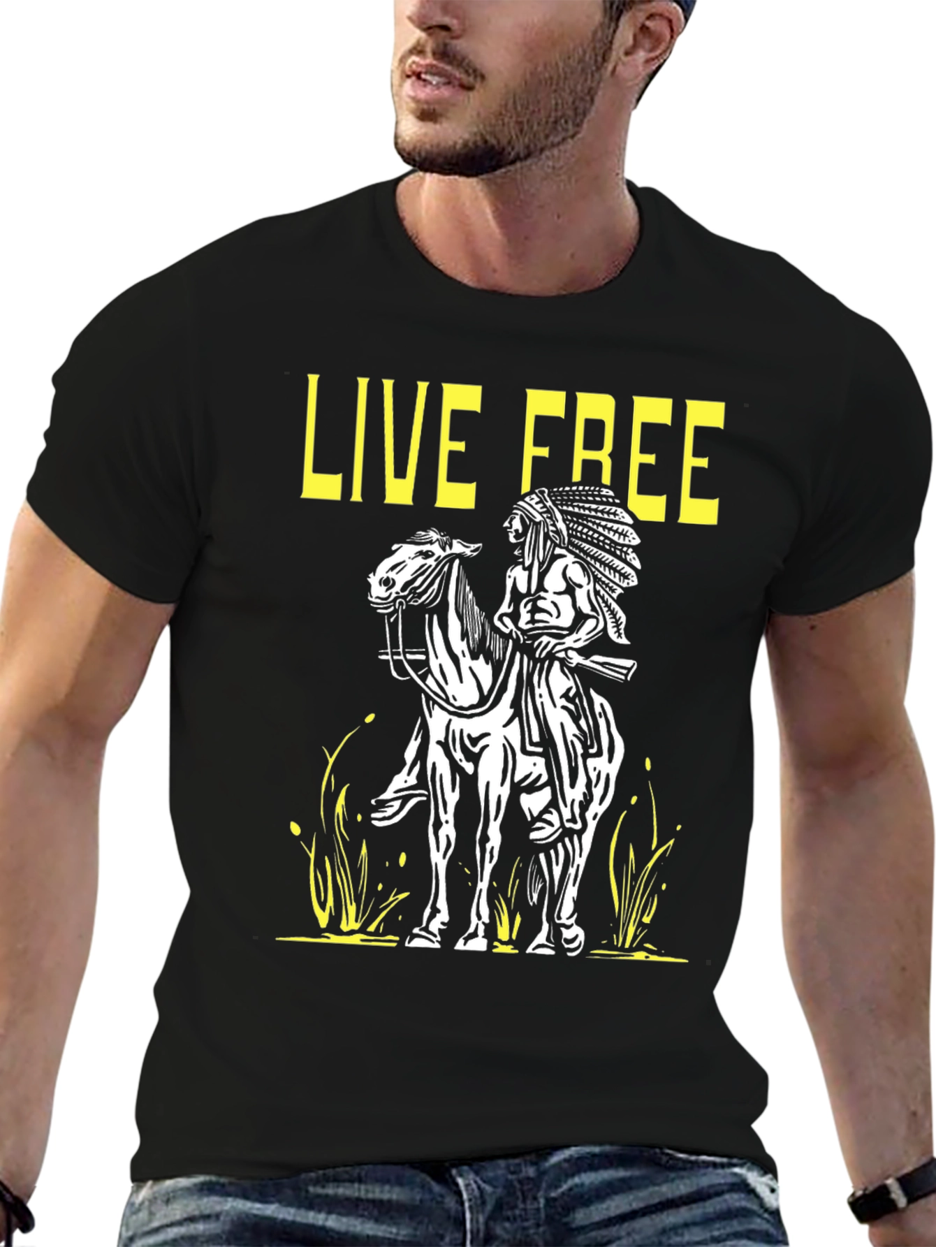 Live Free Graphic Tee - Native American T-Shirt