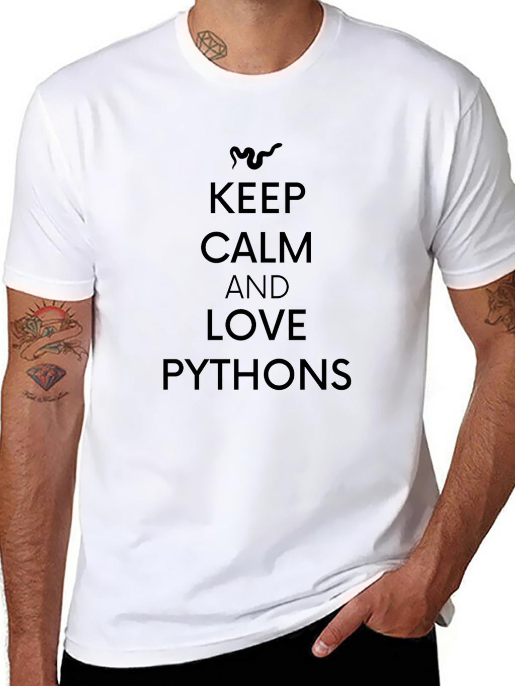 Keep Calm Love Pythons Black T-Shirt