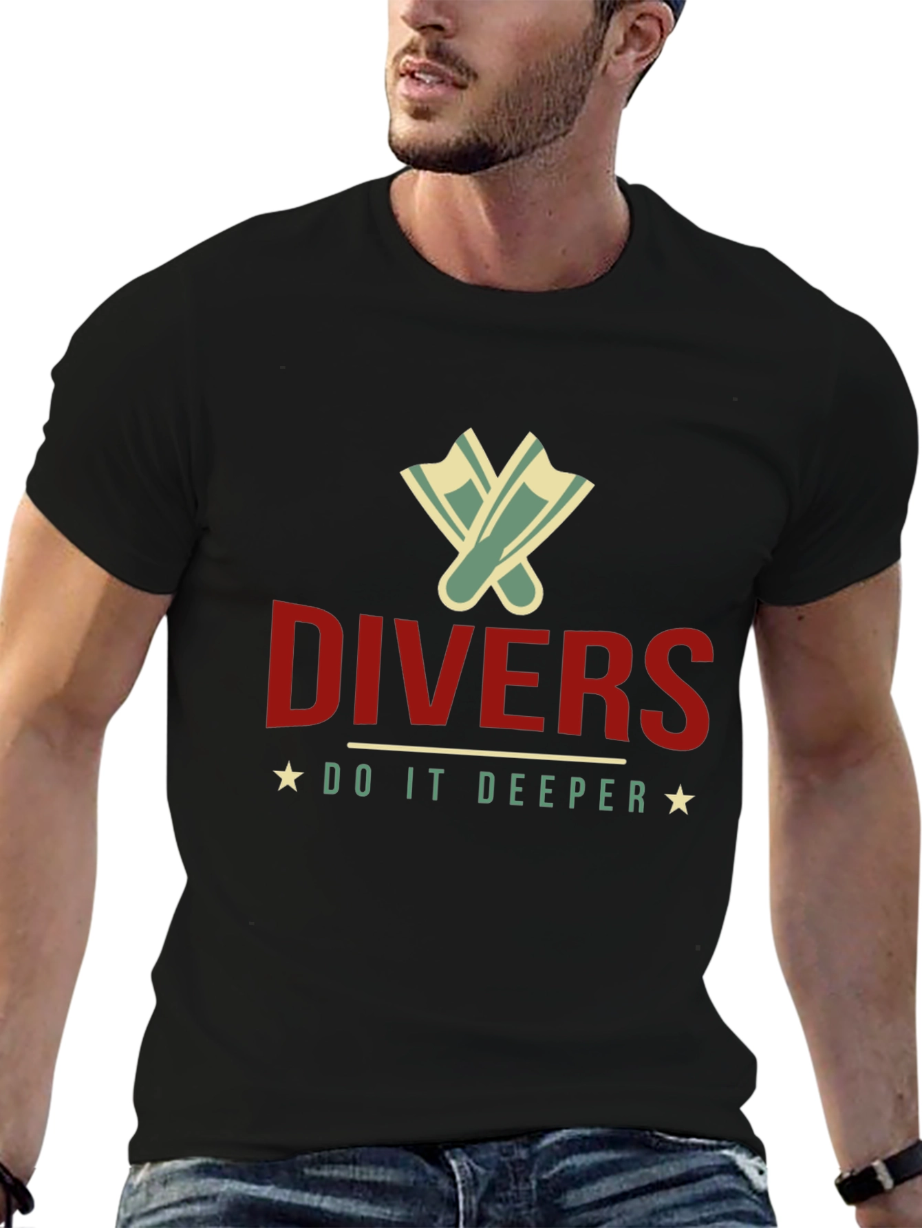 DIVERS Do It Deeper Black Graphic T-Shirt