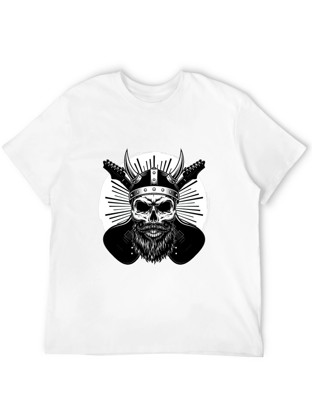 Viking Skull & Guitars Graphic T-Shirt