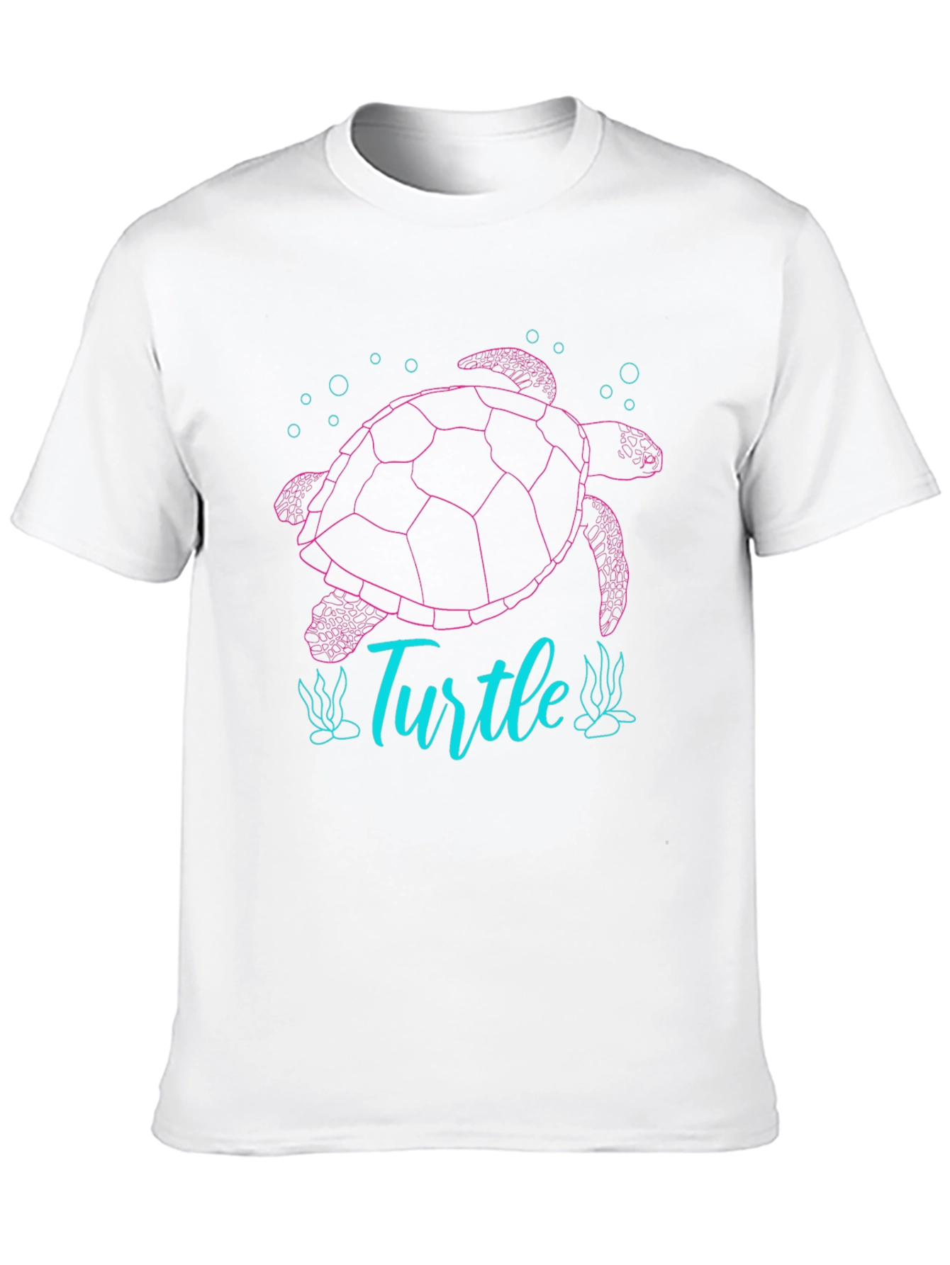 Turtle Graphic T-Shirt - Pink and Blue Design