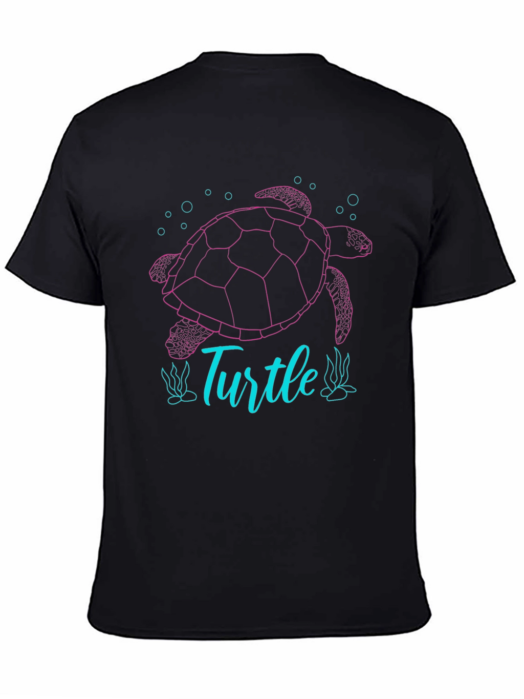 Turtle Graphic T-Shirt - Pink and Blue Design