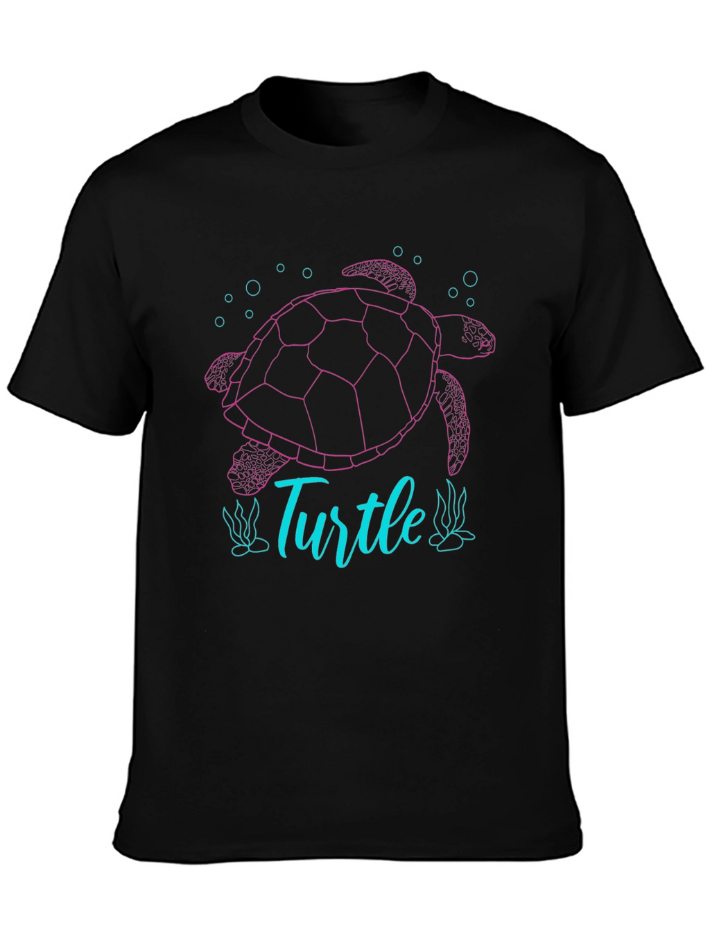 Turtle Graphic T-Shirt - Pink and Blue Design
