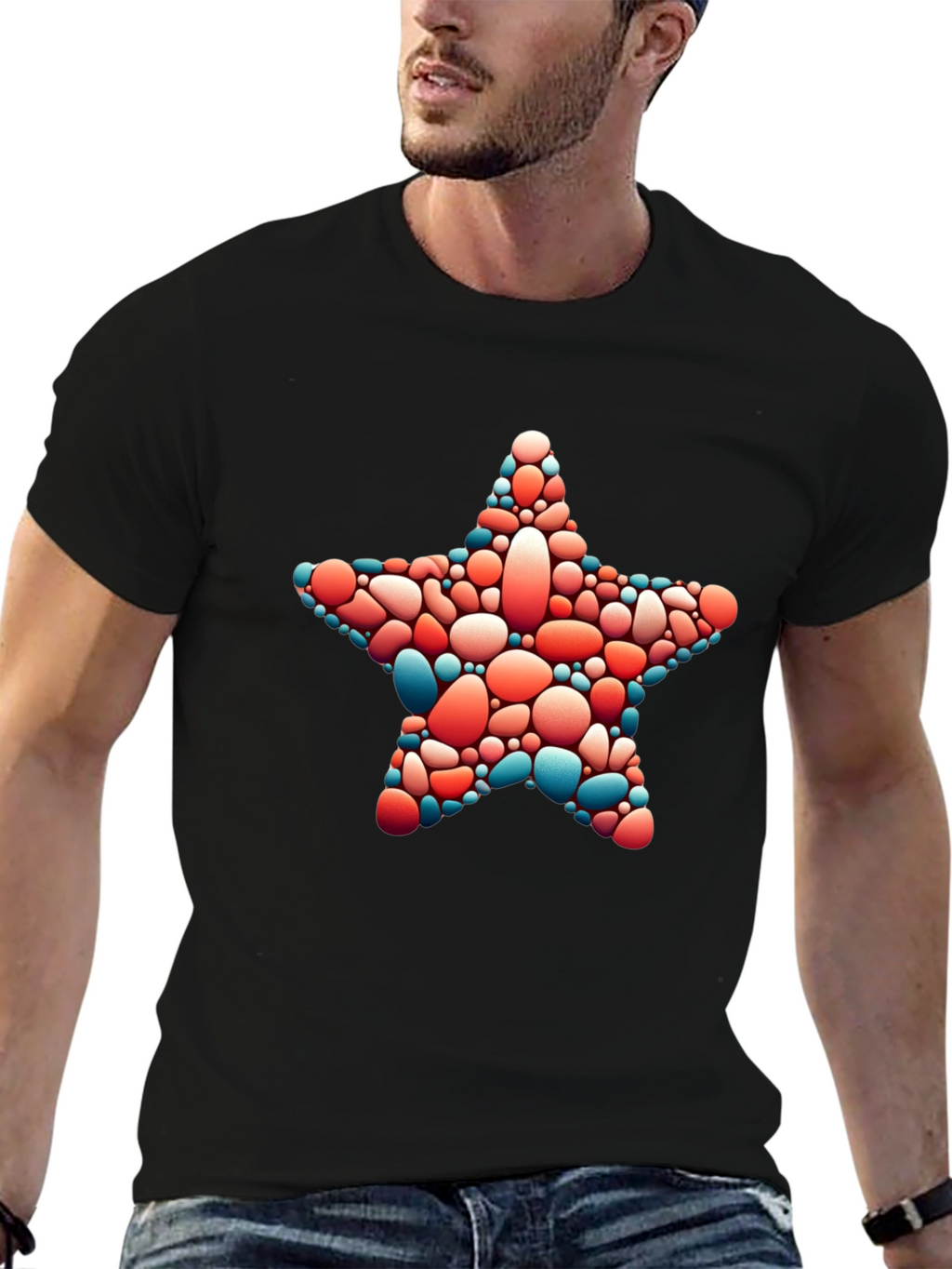 Star Pebble Graphic Tee - Casual Black T-Shirt