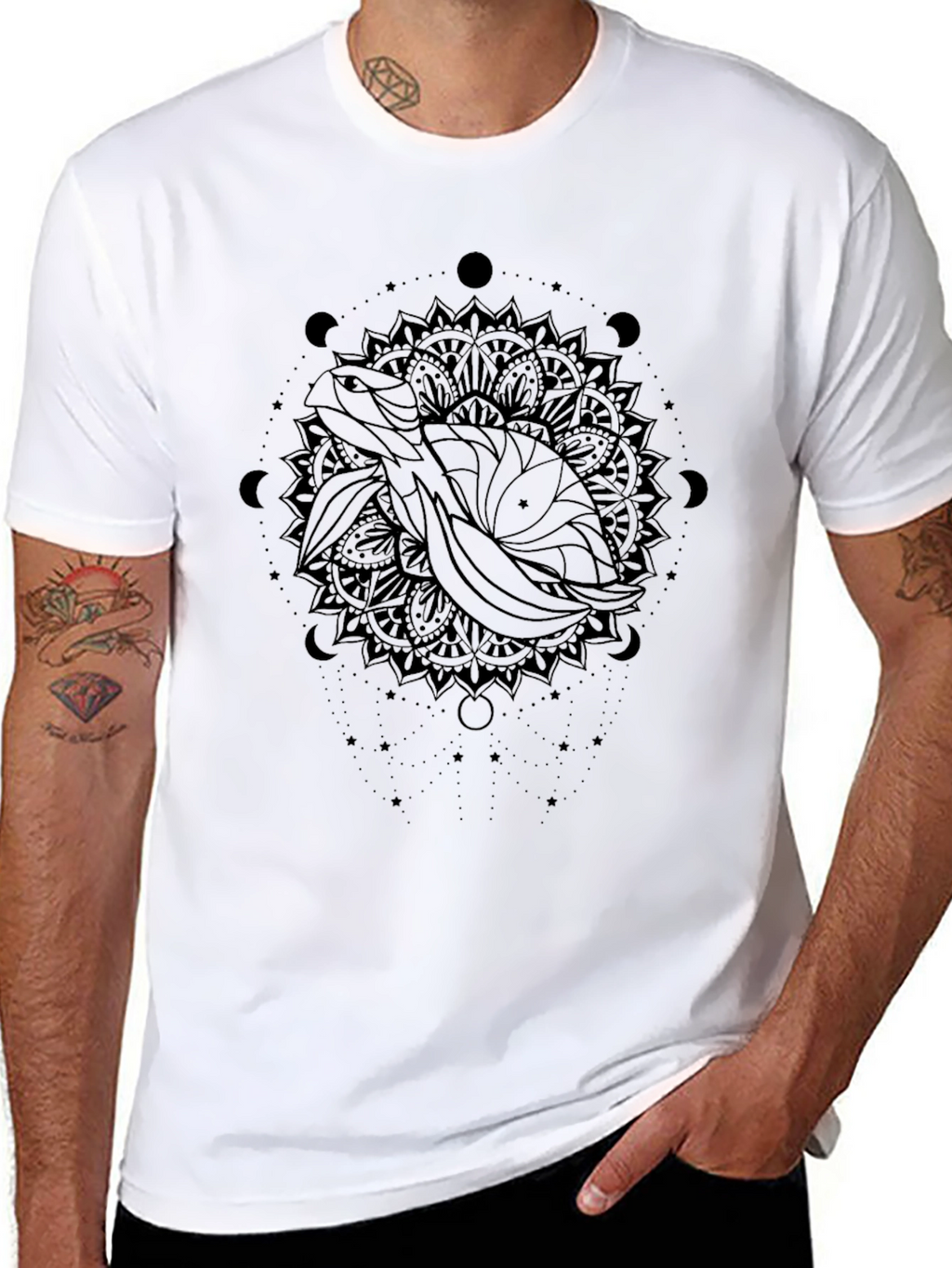 Turtle Mandala Graphic Black T-Shirt