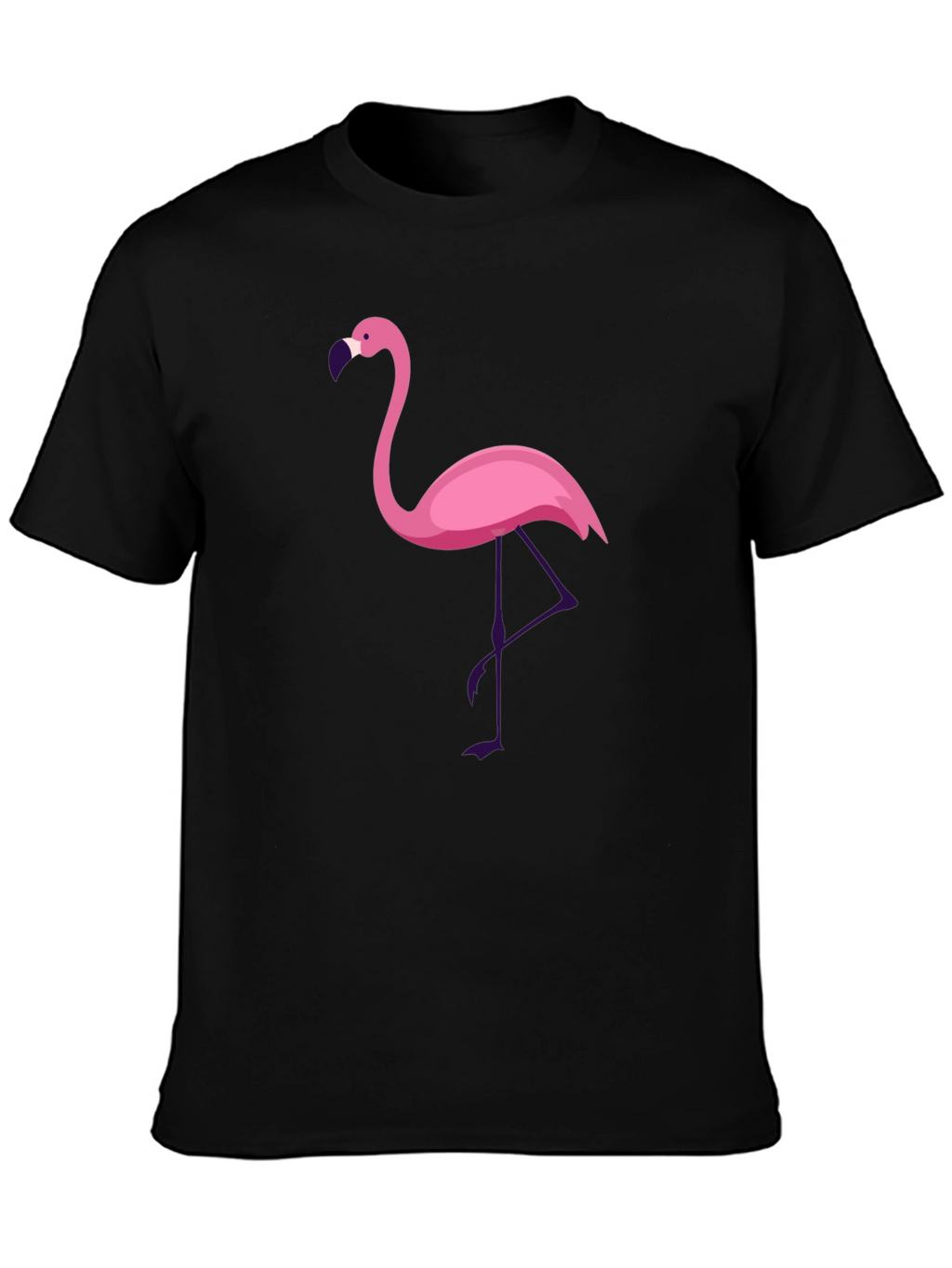 Black T-Shirt with Flamingo Graphic