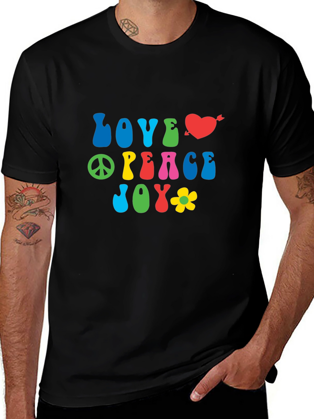 Love Peace Joy Graphic Tee - Retro Style