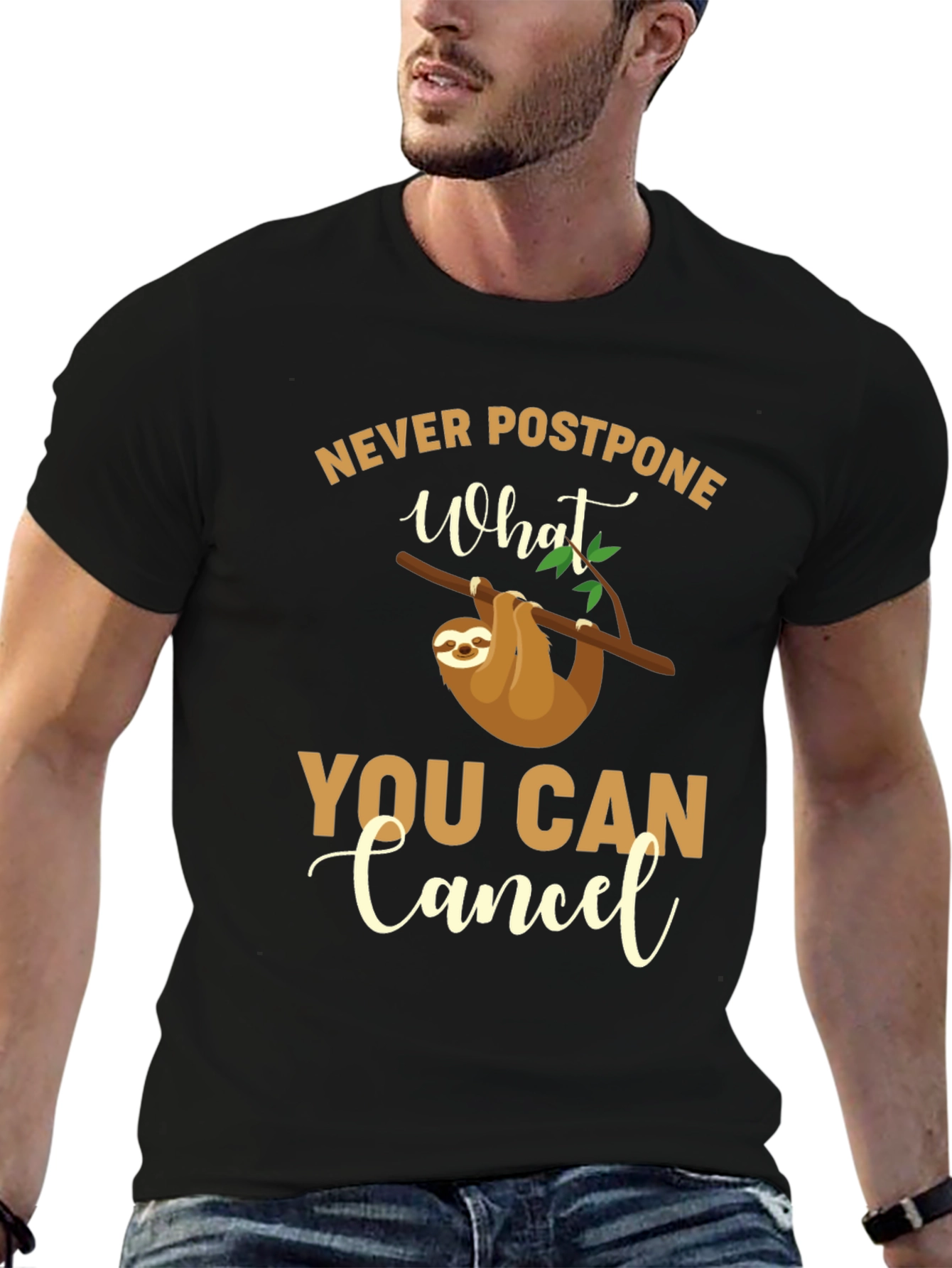 Funny Sloth T-Shirt - Never Postpone What You Can Cancel