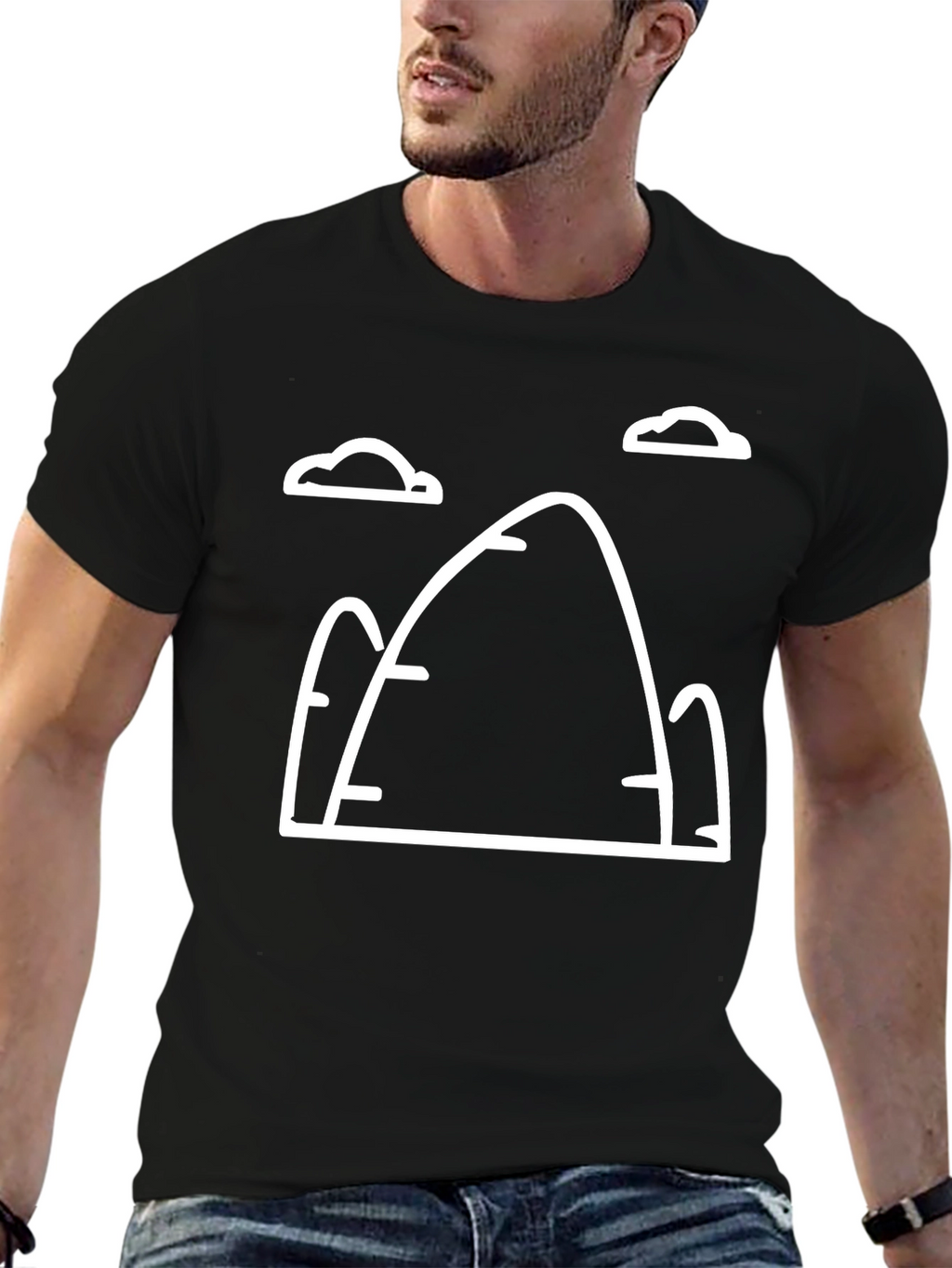 Mountain Graphic Tee - Black Cotton Casual Shirt