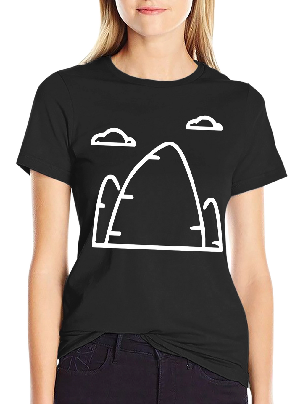 Mountain Graphic Tee - Black Cotton Casual Shirt