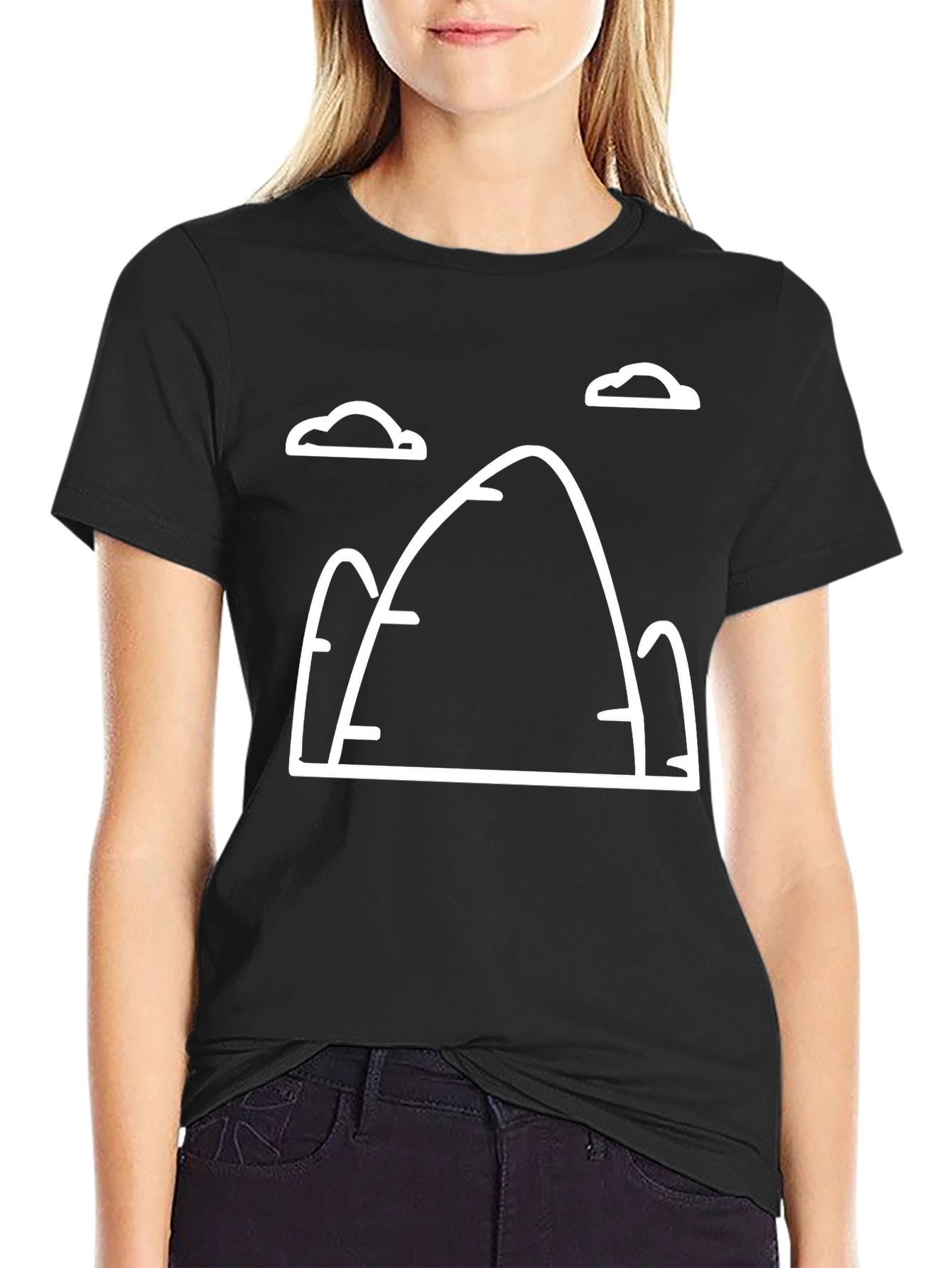 Mountain Graphic Tee - Black Cotton Casual Shirt