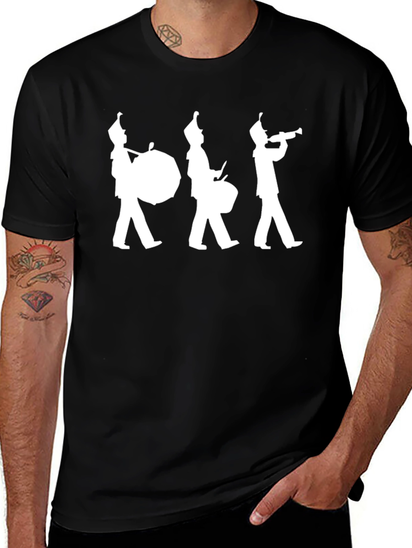Marching Band Silhouette Black T-Shirt