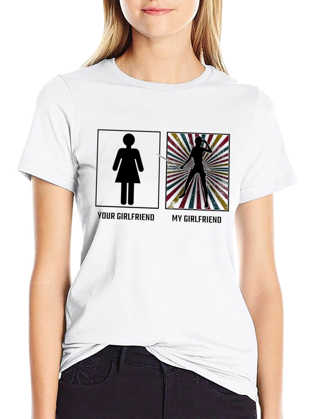 Your Girlfriend vs. My Girlfriend Novelty T-Shirt
