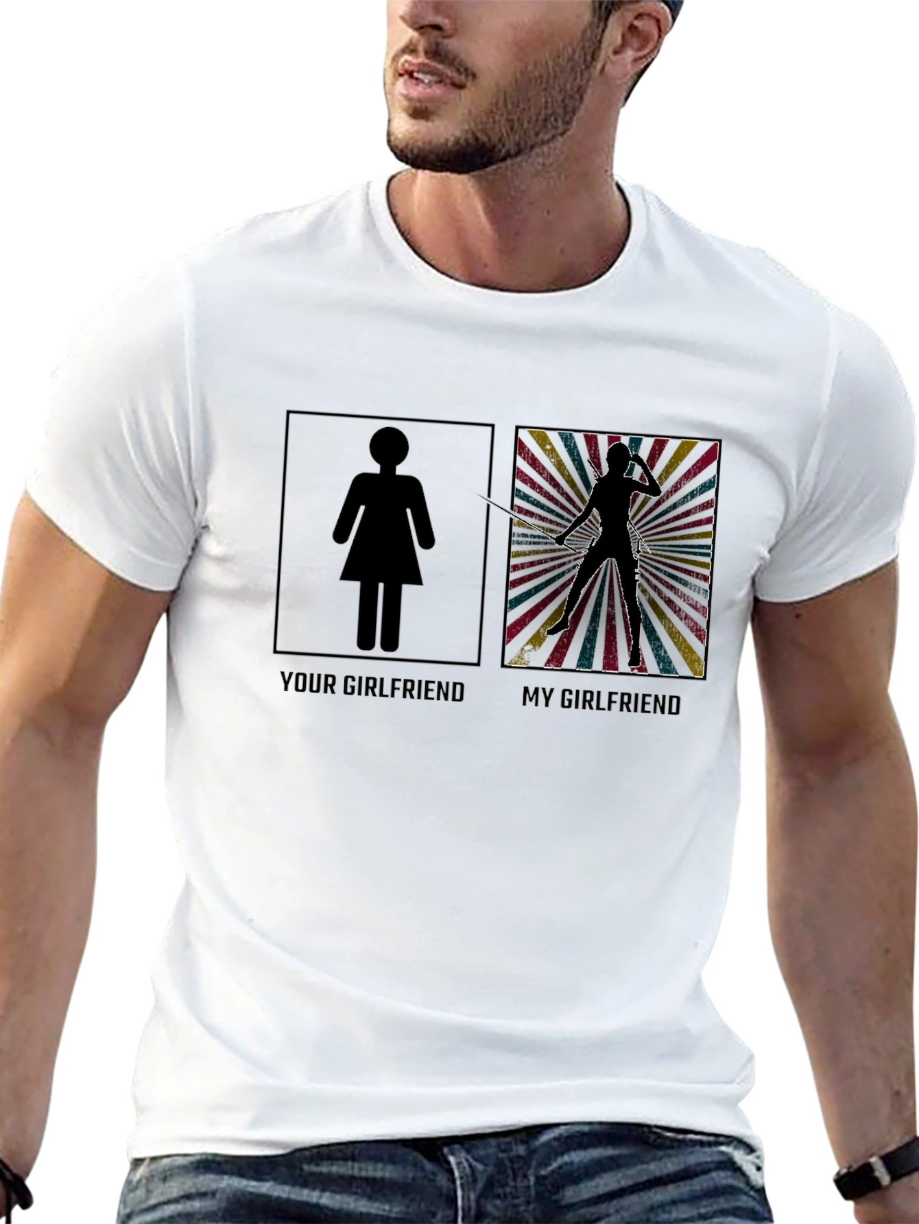 Your Girlfriend vs. My Girlfriend Novelty T-Shirt