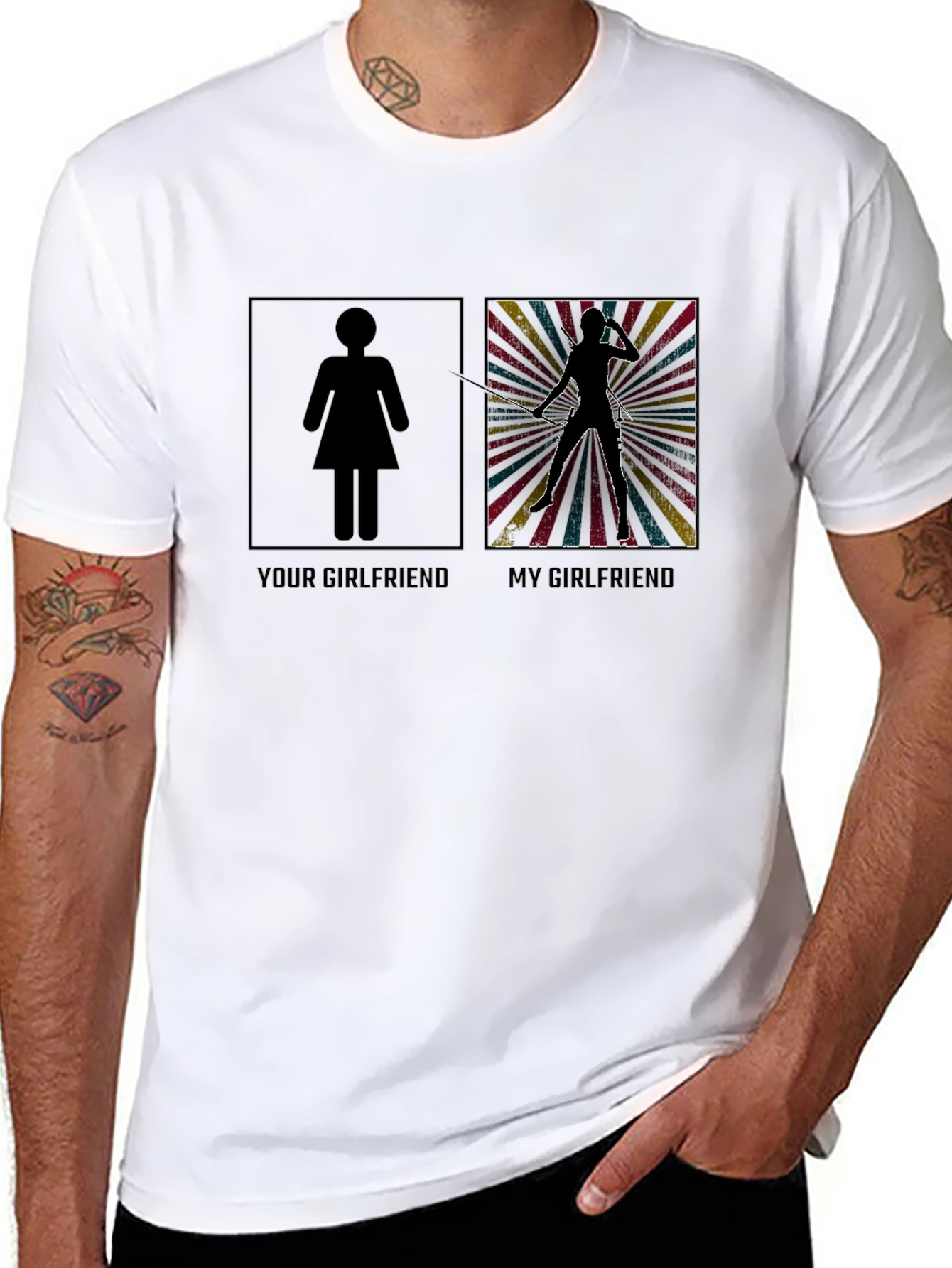 Your Girlfriend vs. My Girlfriend Novelty T-Shirt