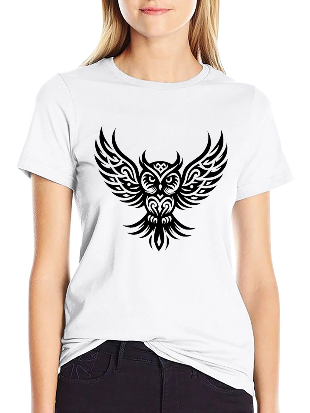 Mens Black Owl Graphic Tee