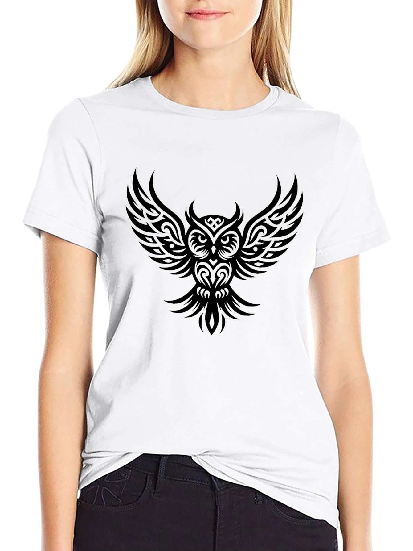 Mens Black Owl Graphic Tee