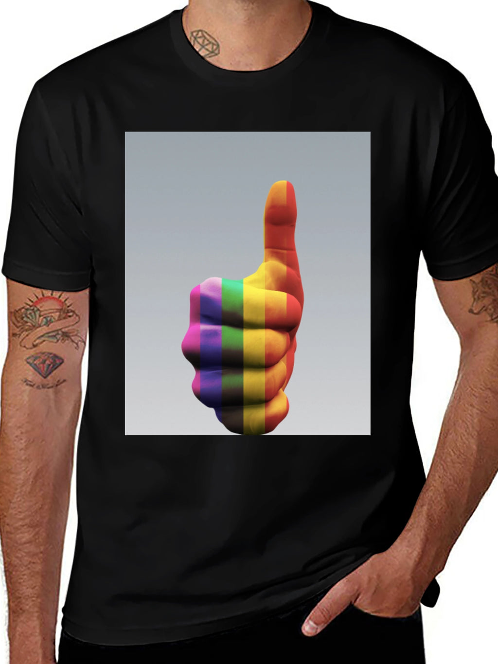 Rainbow Thumbs Up Graphic Tee - Pride & Positivity