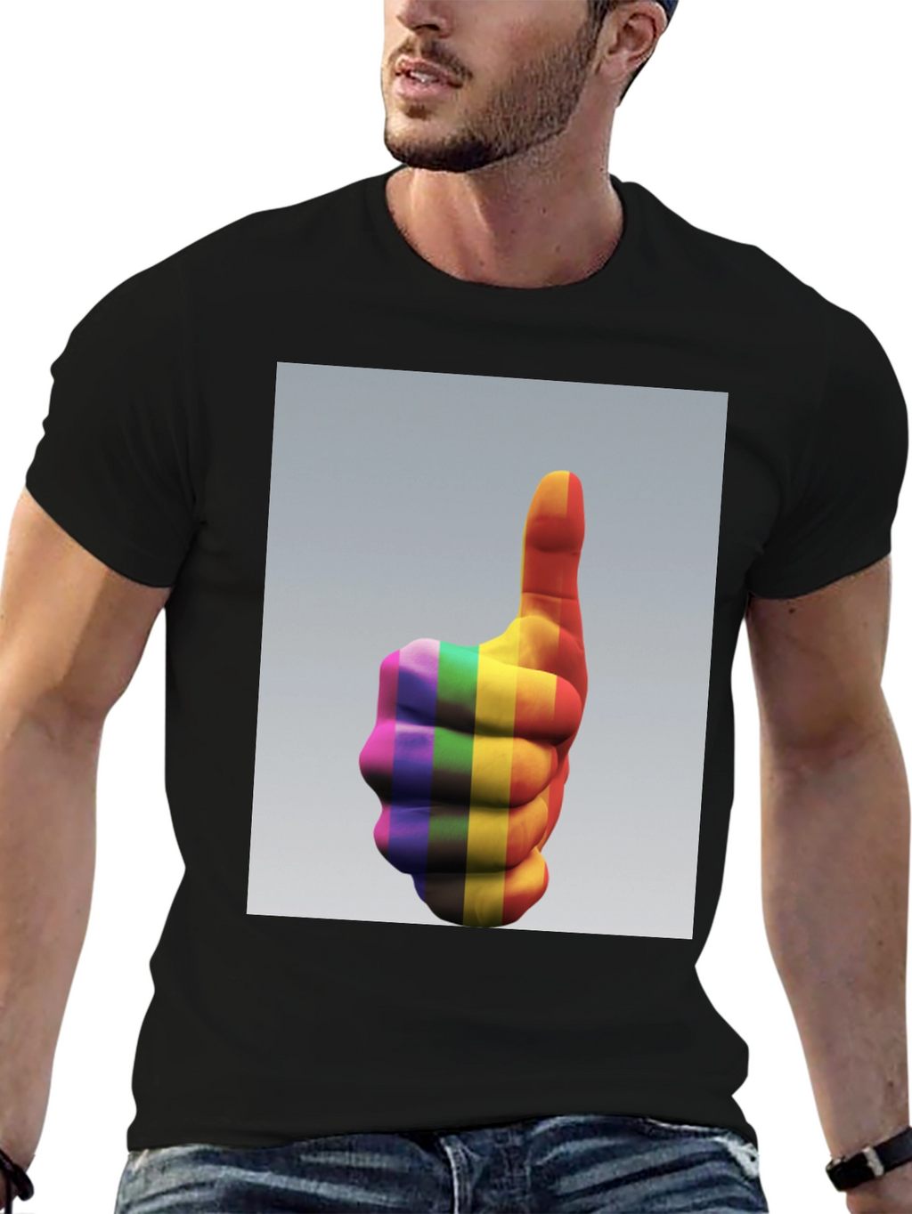 Rainbow Thumbs Up Graphic Tee - Pride & Positivity