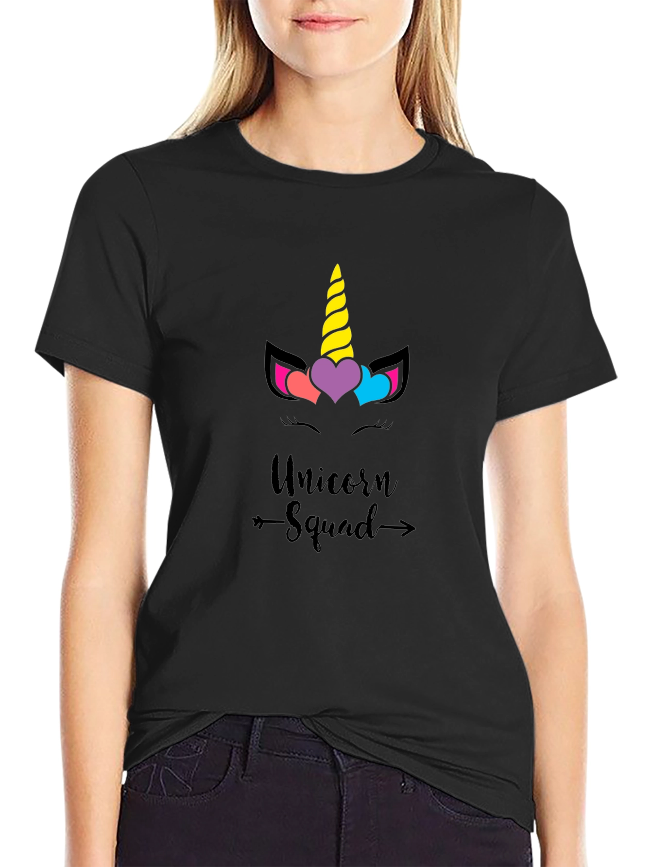 Unicorn Squad Graphic Tee - Black Cotton T-Shirt