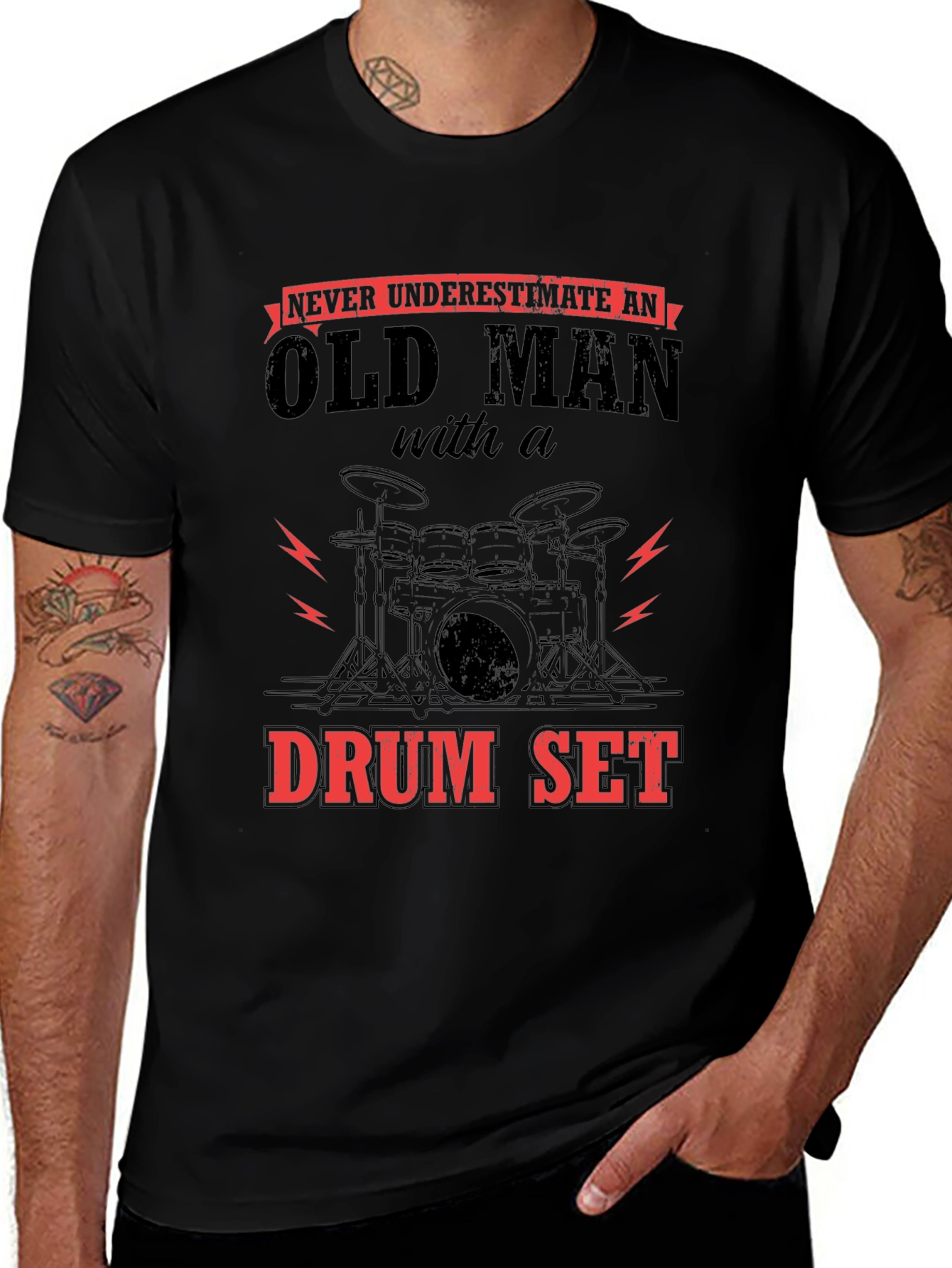 Old Man Drum Set Graphic Tee