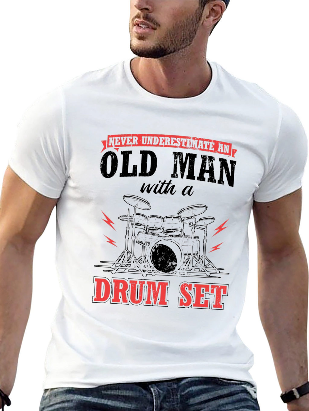 Old Man Drum Set Graphic Tee