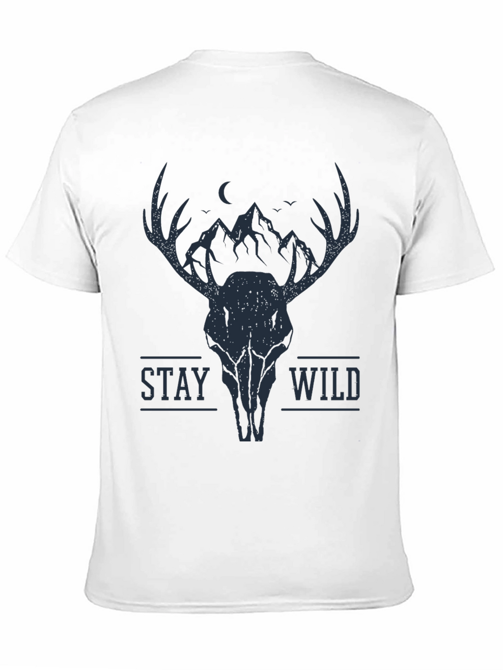 Stay Wild Deer Skull Graphic Tee - Black