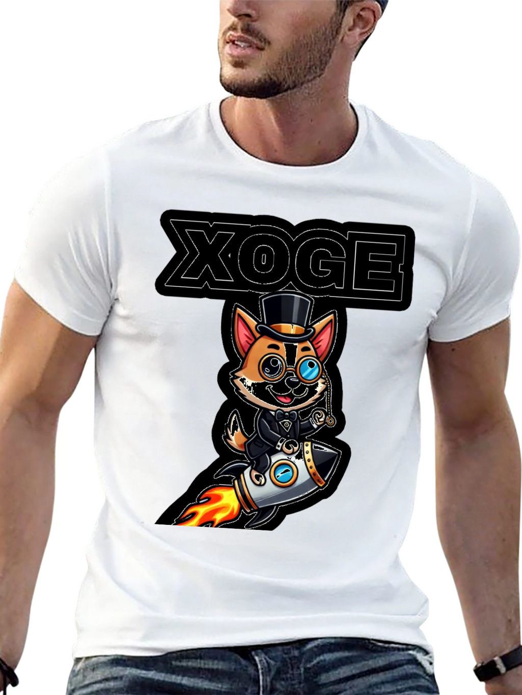 XOGE Rocket Dog T-Shirt - Trendy Graphic Tee