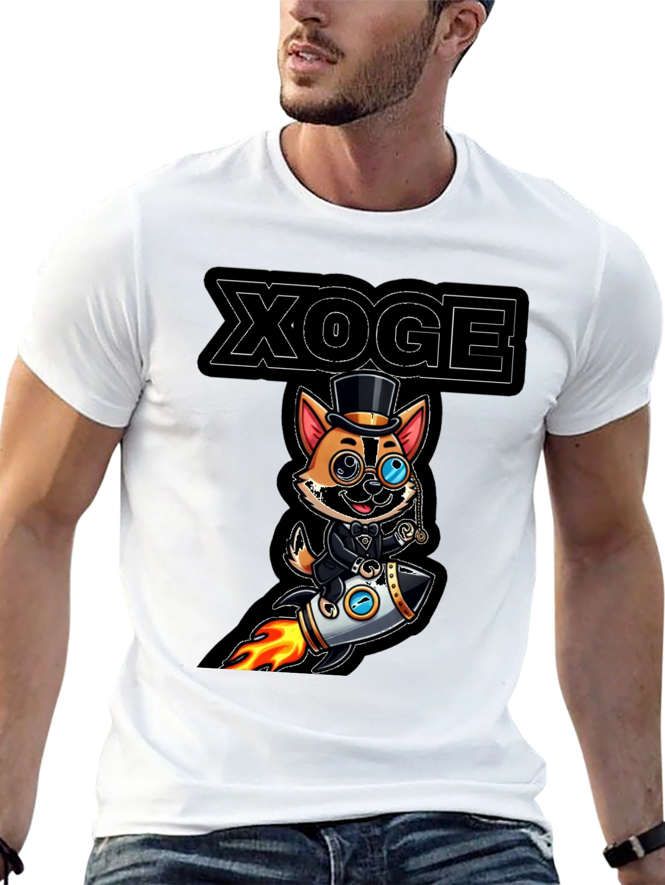 XOGE Rocket Dog T-Shirt - Trendy Graphic Tee