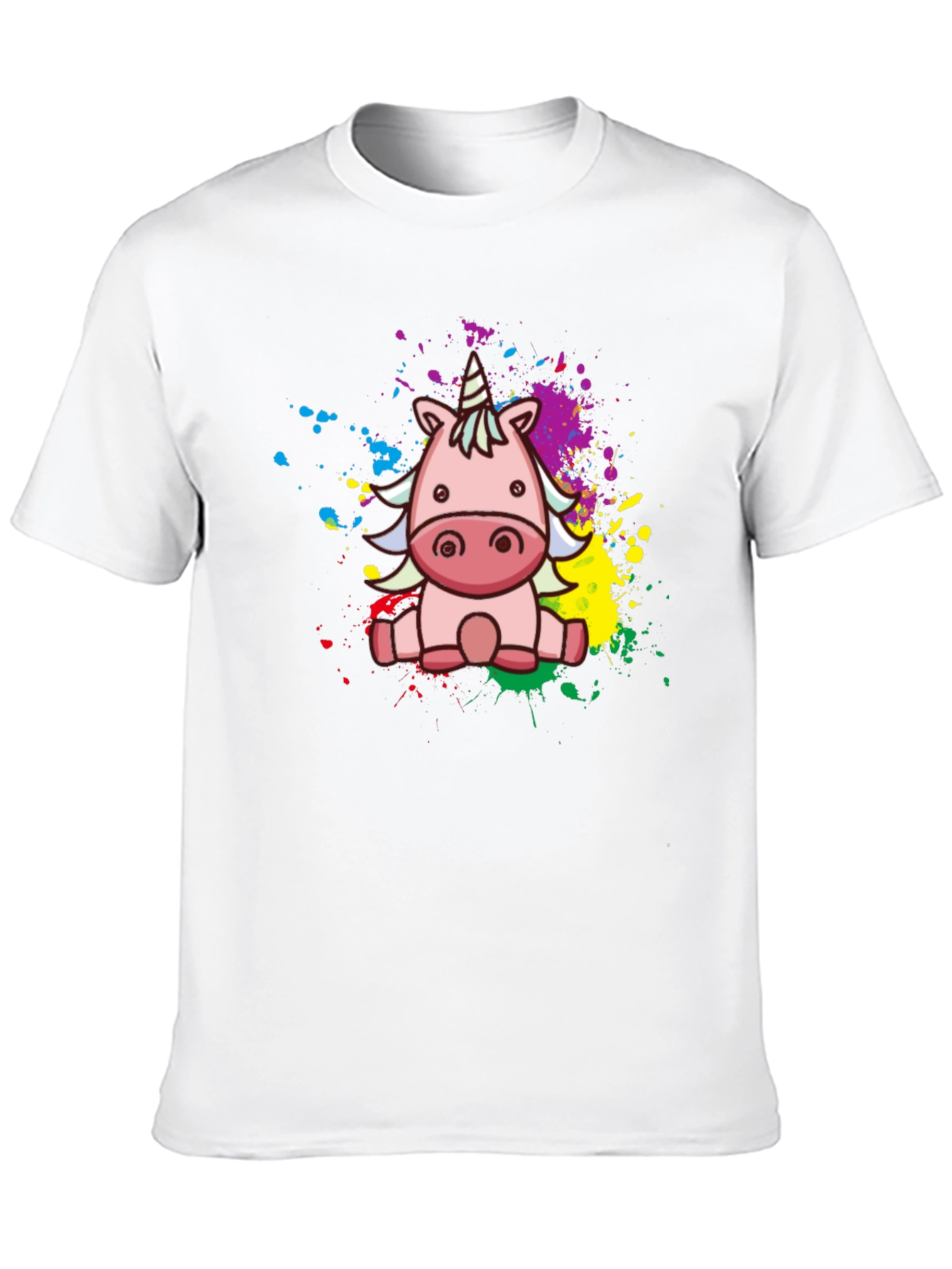 Cute Cartoon Unicorn Black T-Shirt
