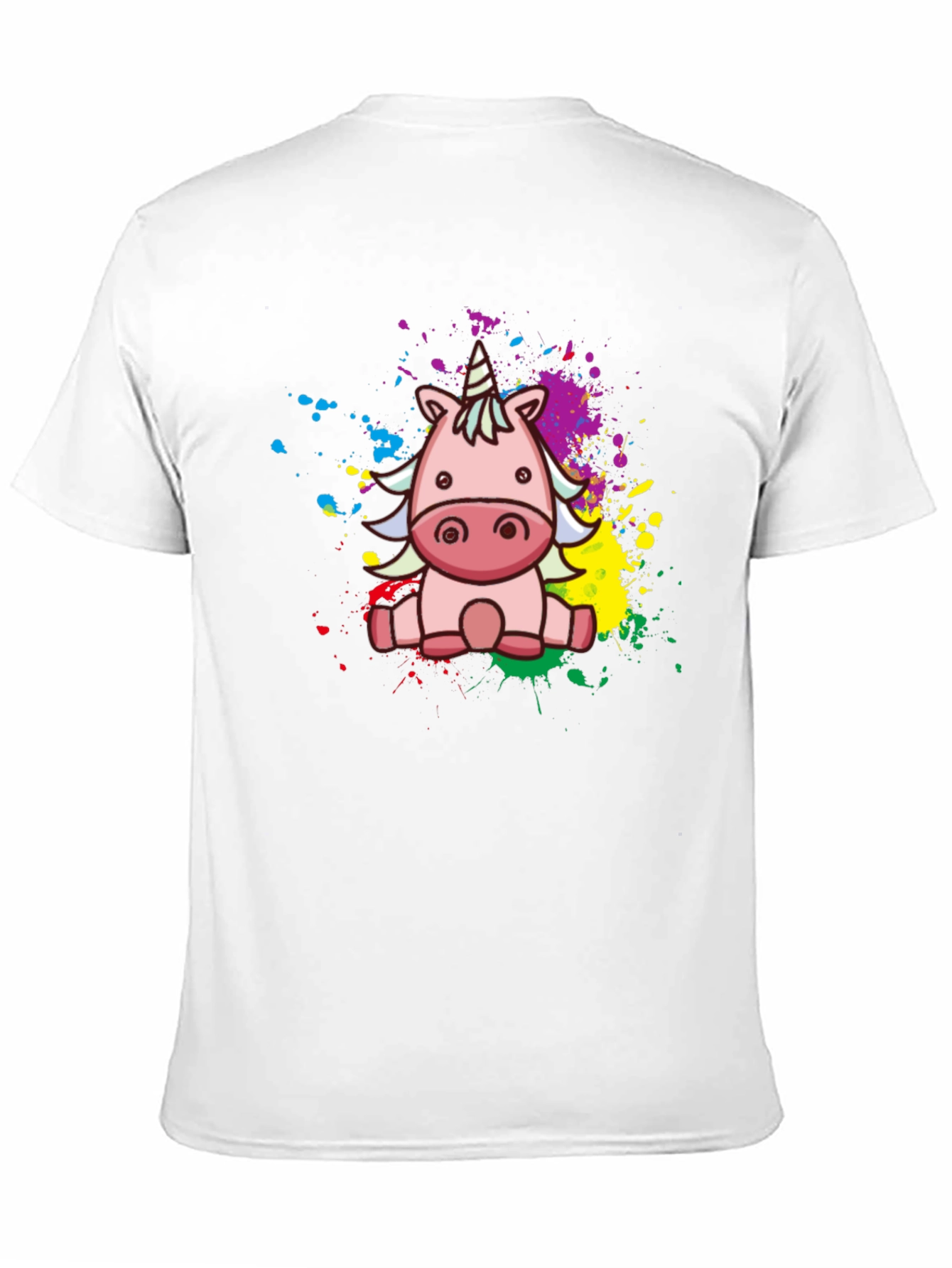 Cute Cartoon Unicorn Black T-Shirt