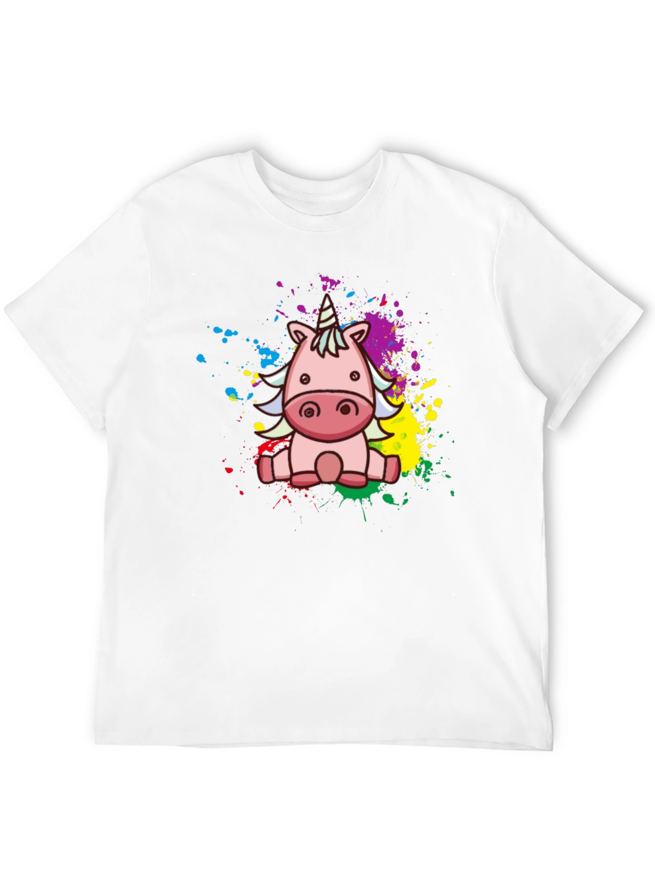 Cute Cartoon Unicorn Black T-Shirt