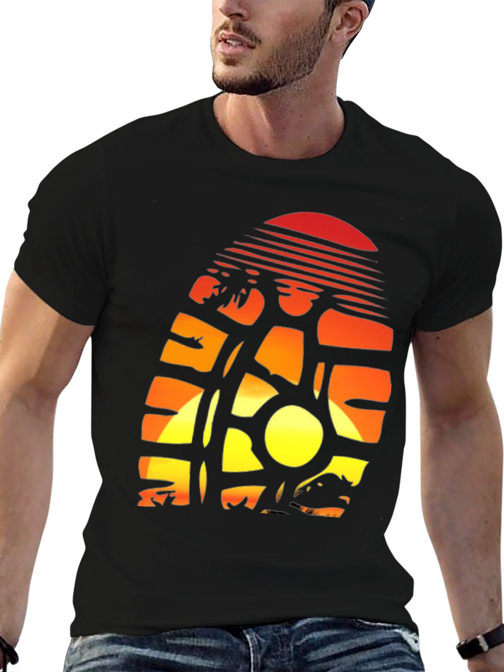 Sunset Palm Tree Graphic Tee - Island Vibes