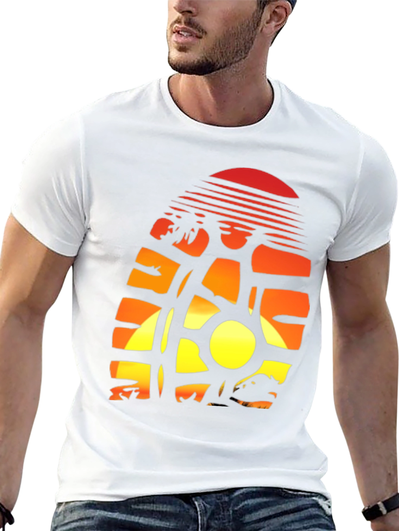 Sunset Palm Tree Graphic Tee - Island Vibes