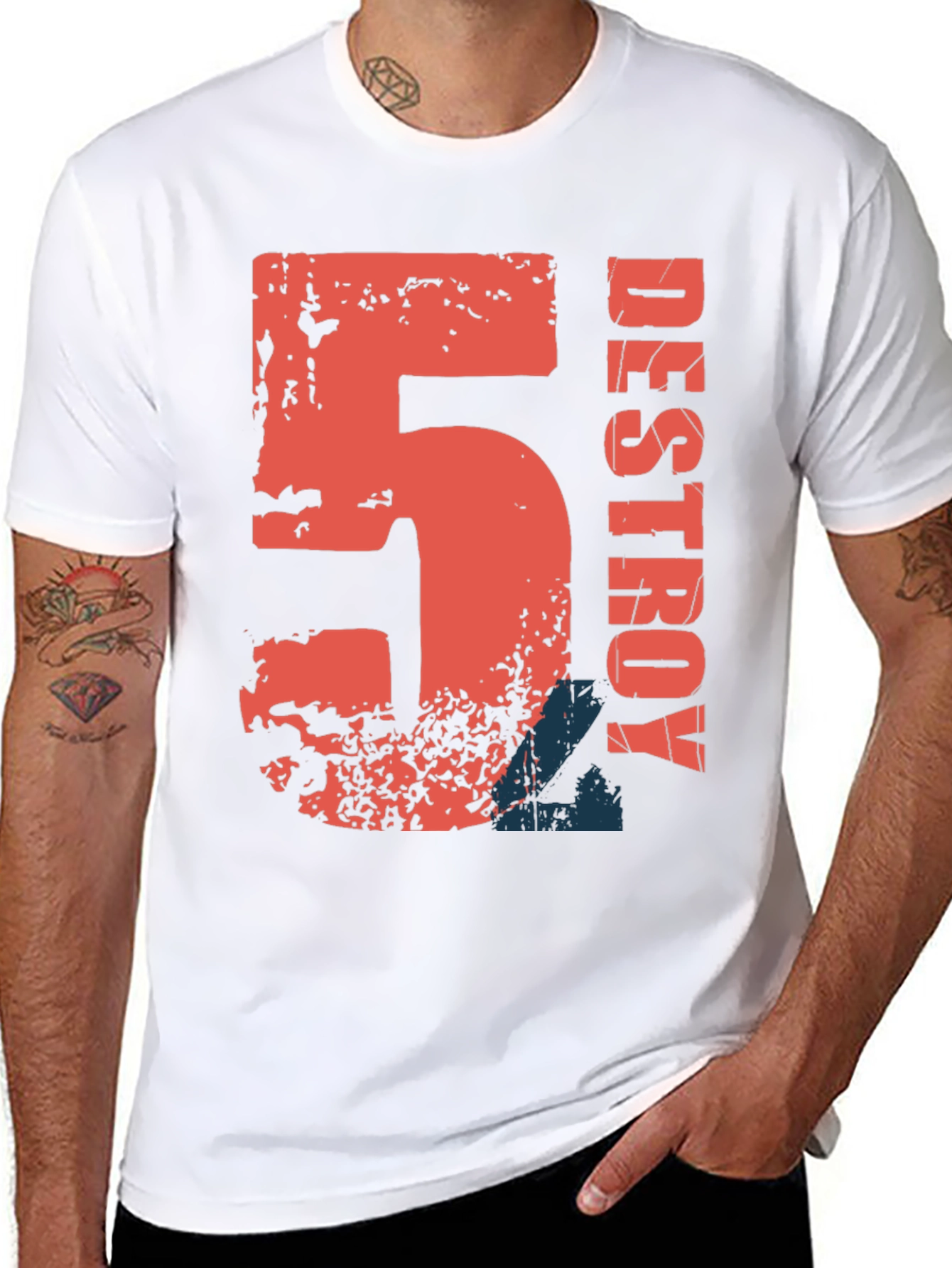 Destroy Graphic Print Black Cotton T-Shirt